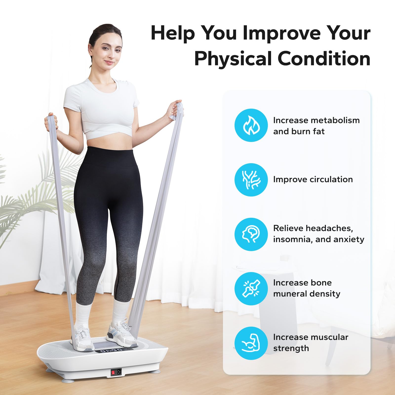 MERACH Whole Body Vibration Plate Exercise Machine - Adjustable Speed & Intensity for Home Workout, Weight Loss & Lymphatic Drainage | Portable Fitness Platform for Muscle Recovery, Toning & Relaxation | Ideal for Home Gym, Office & Physical Therapy
