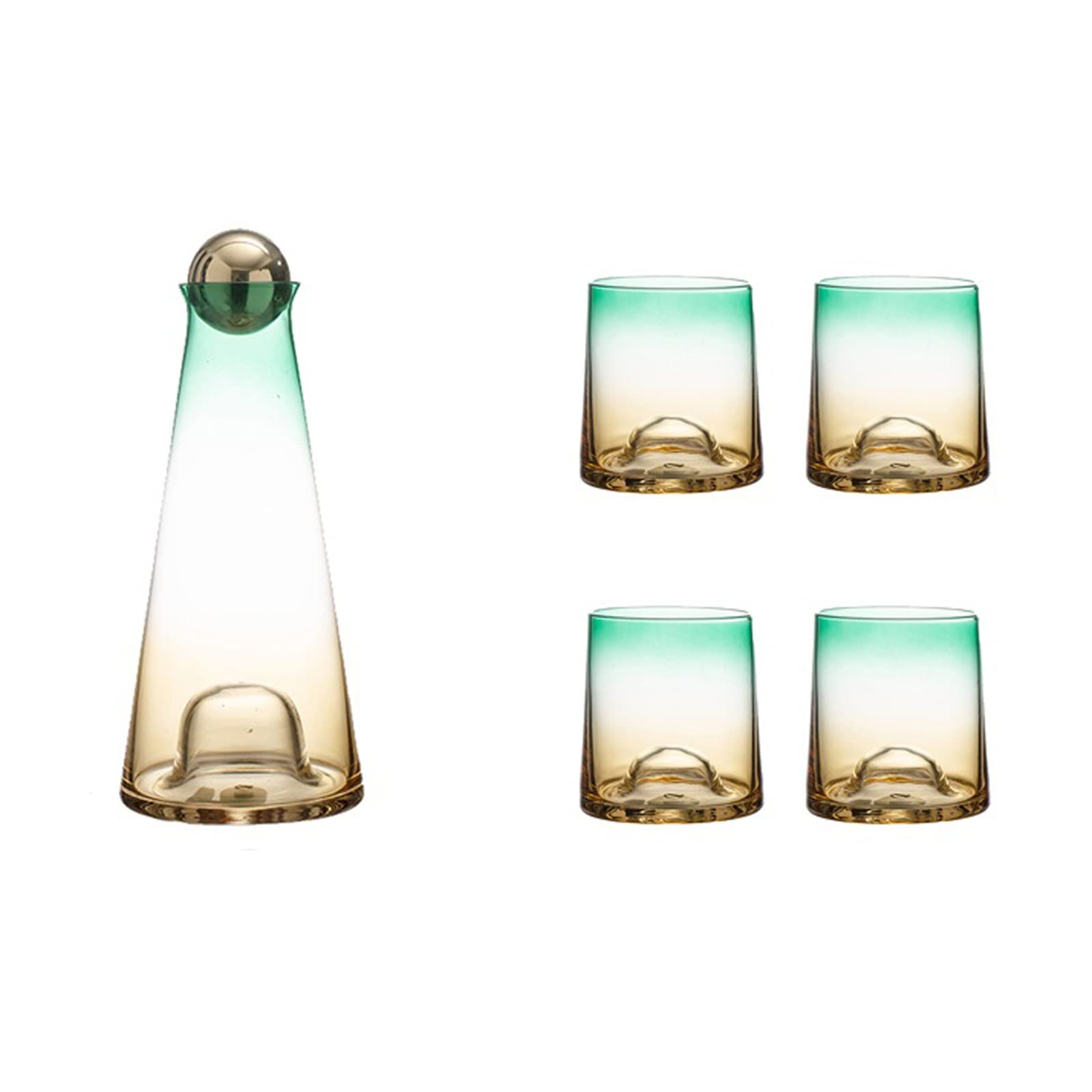 Spacmirrors Glass Water Pitcher Set - 64oz Transparent Gradient Pitcher with 4 Cups, BPA-Free for Juice, Tea, Cold Drinks | Perfect for Home, Kitchen, Parties & Outdoor Gatherings