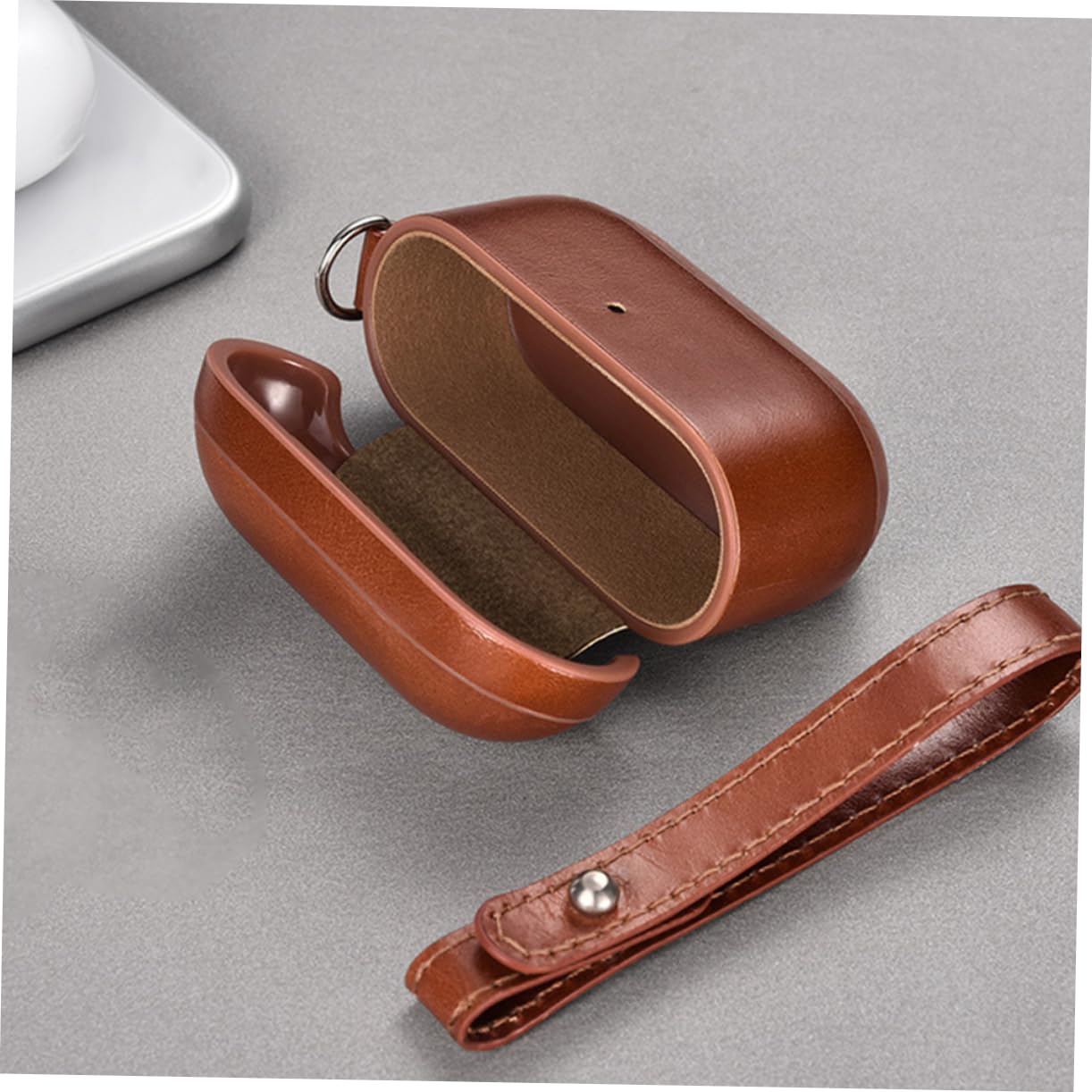 Artibetter Genuine Leather Earphone Case - Protective Pouch for AirPods & Wireless Earbuds - Portable Carrying Case with Premium Brown Leather - Perfect for Travel, Gym & Daily Use