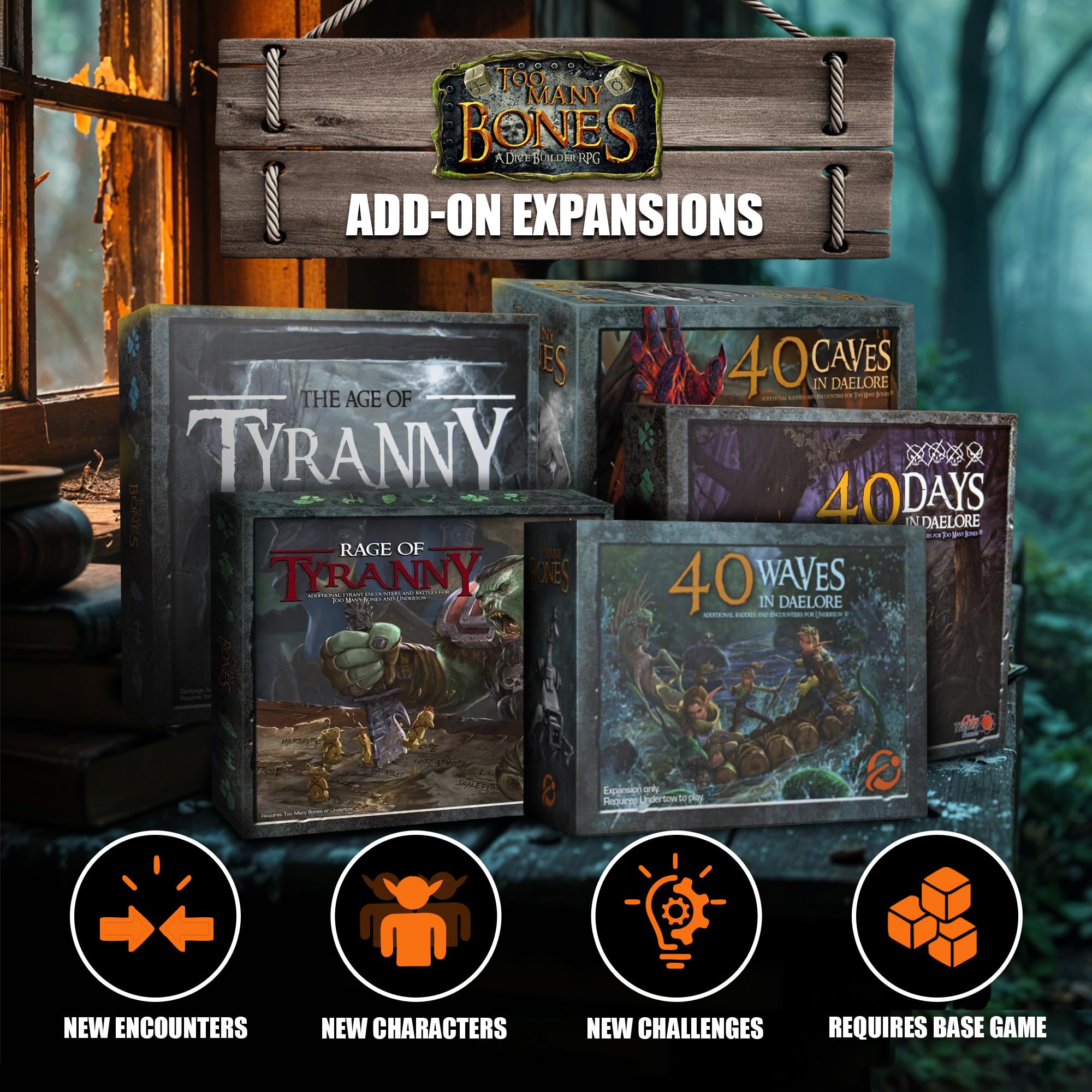 Too Many Bones Undertow Standalone Expansion - Strategic Fantasy RPG Dice-Builder Game for Ages 14+ | 1-4 Players | Adventure Board Game for Game Nights & Family Gatherings