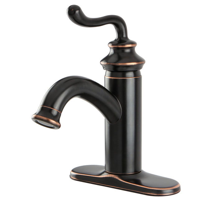 Royale Single Handle Monoblock Bathroom Sink Faucet - Modern Waterfall Spout for Bathroom Vanity & Powder Room (Oil Rubbed Bronze Finish)