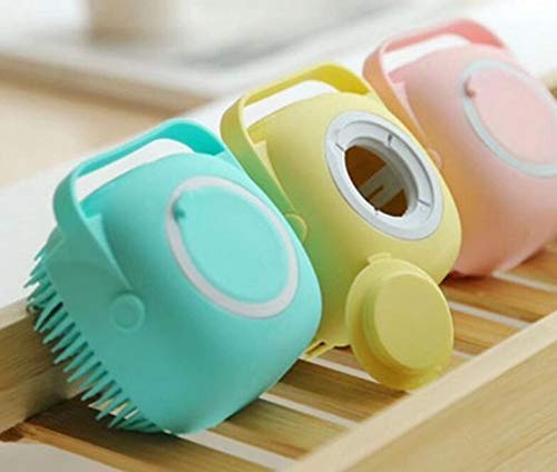 Exfoliating Silicone Bath Brush with Soap Dispenser - Scalp & Body Scrubber for Men, Women & Kids - Gentle Massage & Deep Cleaning Shower Brush (Multicolor, Pack of 1) - Perfect for Spa, Baby Bath & Sensitive Skin Care