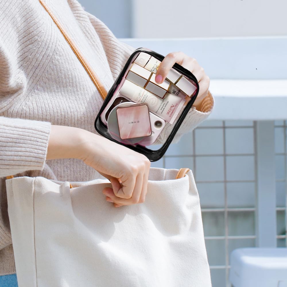 4 Pack Clear TSA Approved Makeup Bags - Waterproof Travel Toiletry Organizer for Cosmetics, Carry-on Essentials | Perfect for Air Travel, Beach Trips & Daily Use