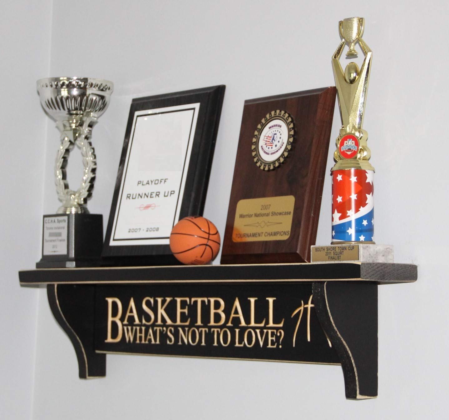 Premium Basketball Trophy Display Shelf - Wall Mounted Awards Showcase for Sports Medals & Trophies - Perfect for Home, Office, or Gym Decoration