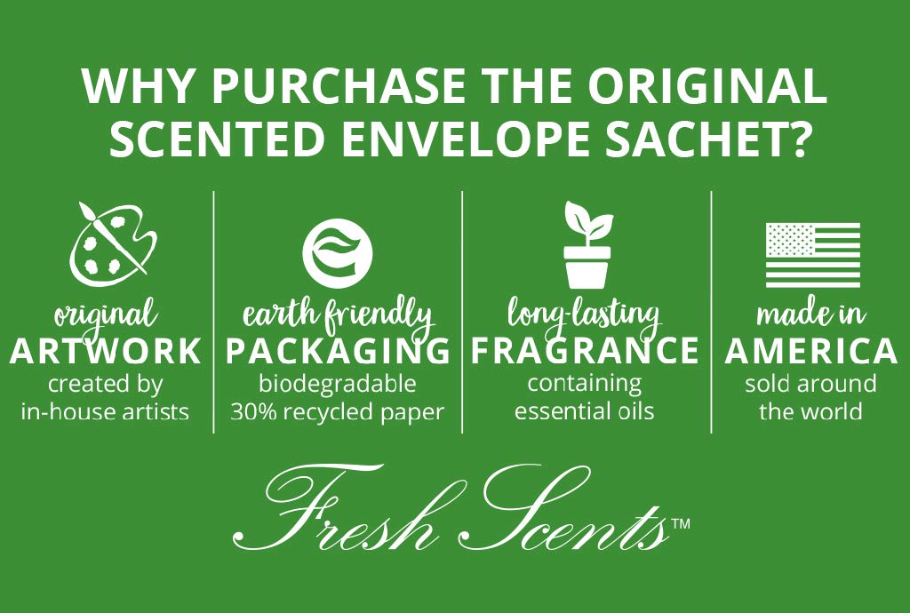 WILLOWBROOK Fresh Scents Scented Sachets - Baby Powder Fragrance | Long-Lasting Aroma for Drawers, Closets & Baby Rooms | Perfect for Home, Nursery & Gift Giving