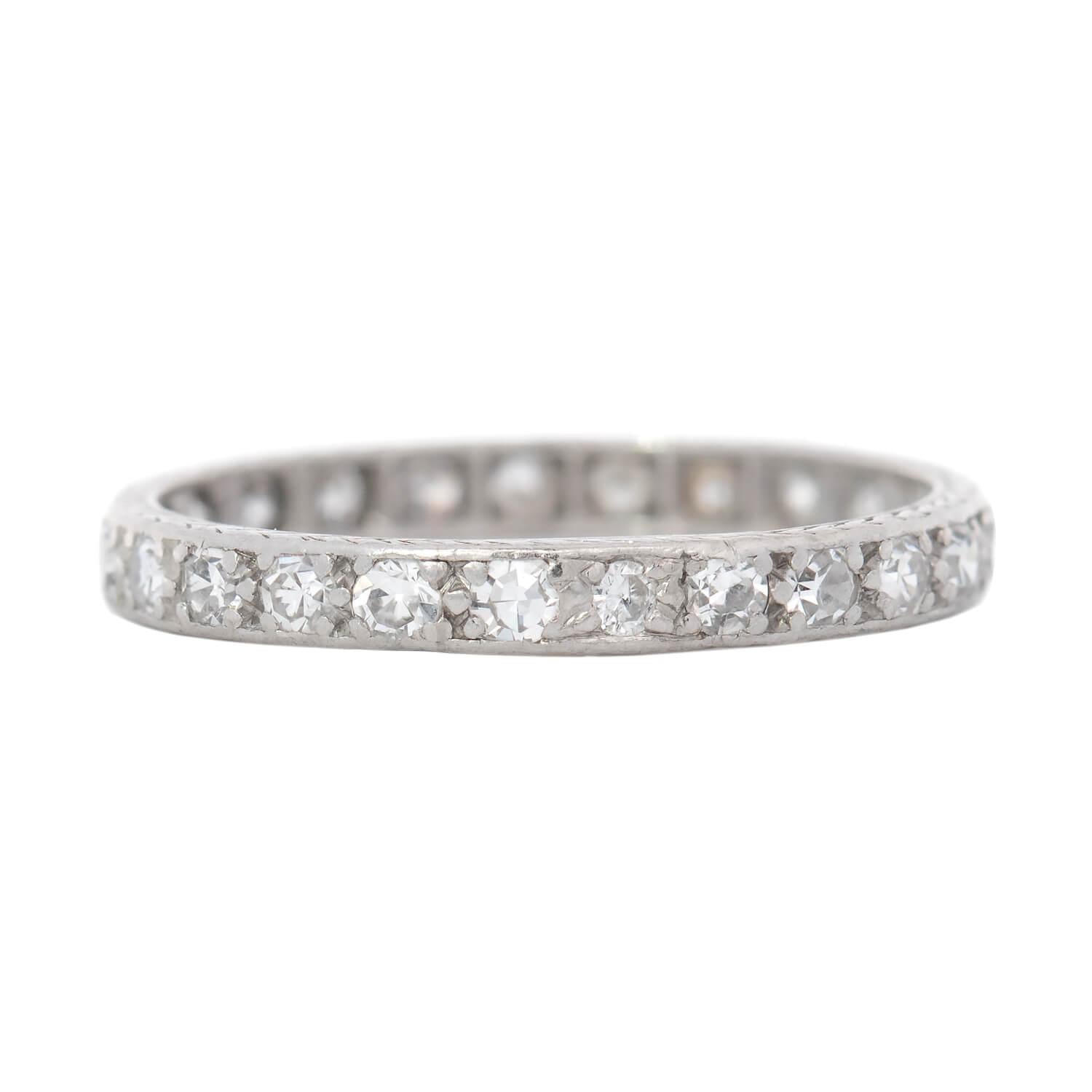 Edwardian Platinum Diamond Eternity Band Wedding Ring - Vintage Inspired Bridal Jewelry for Engagement, Anniversary & Special Occasions