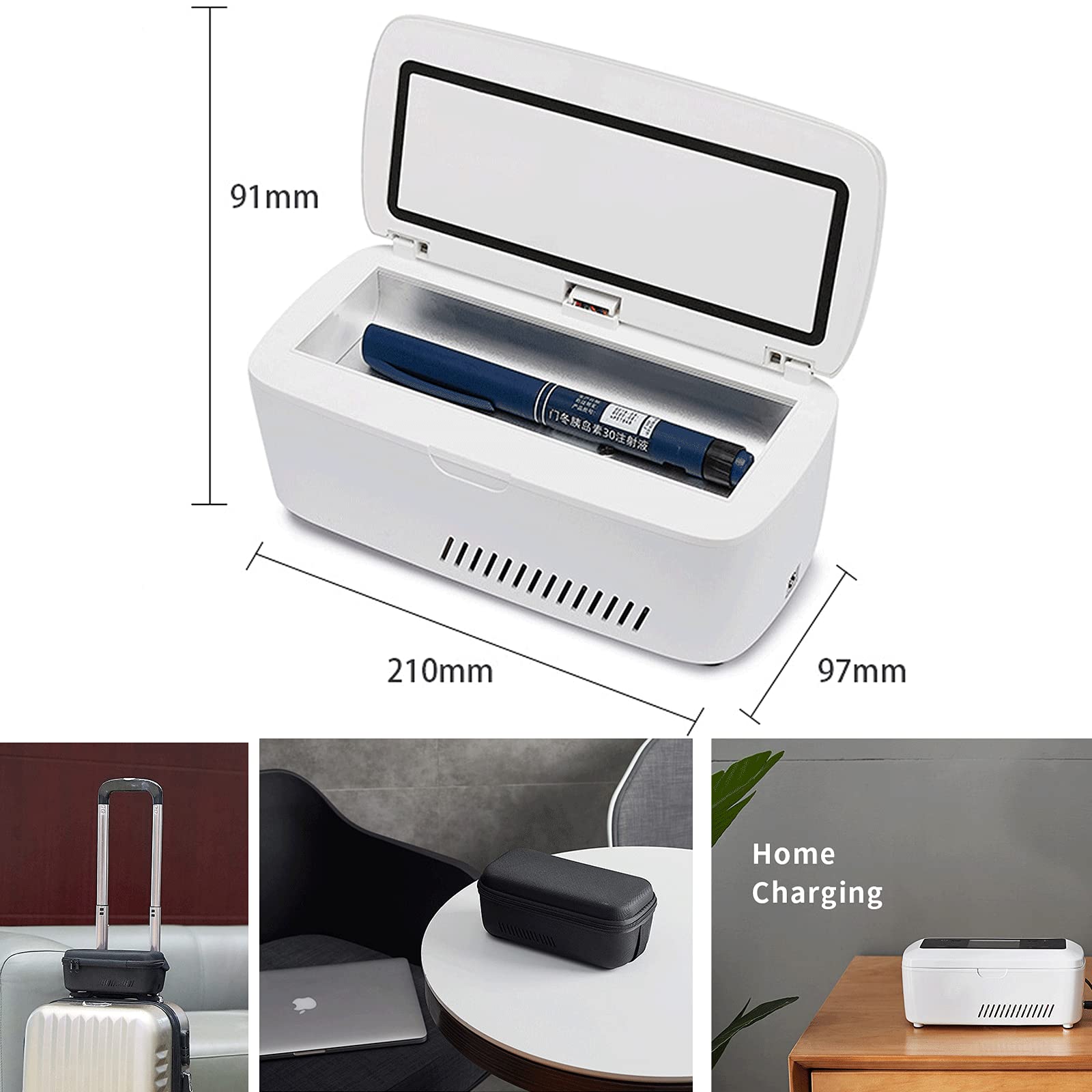 Portable Insulin Cooler Refrigerator - 2-8°C Temperature Control for Travel & Car Use, 8-Hour Battery Life, Diabetic Medicine Storage Case | Perfect for Traveling, Camping & Daily Medication Organization
