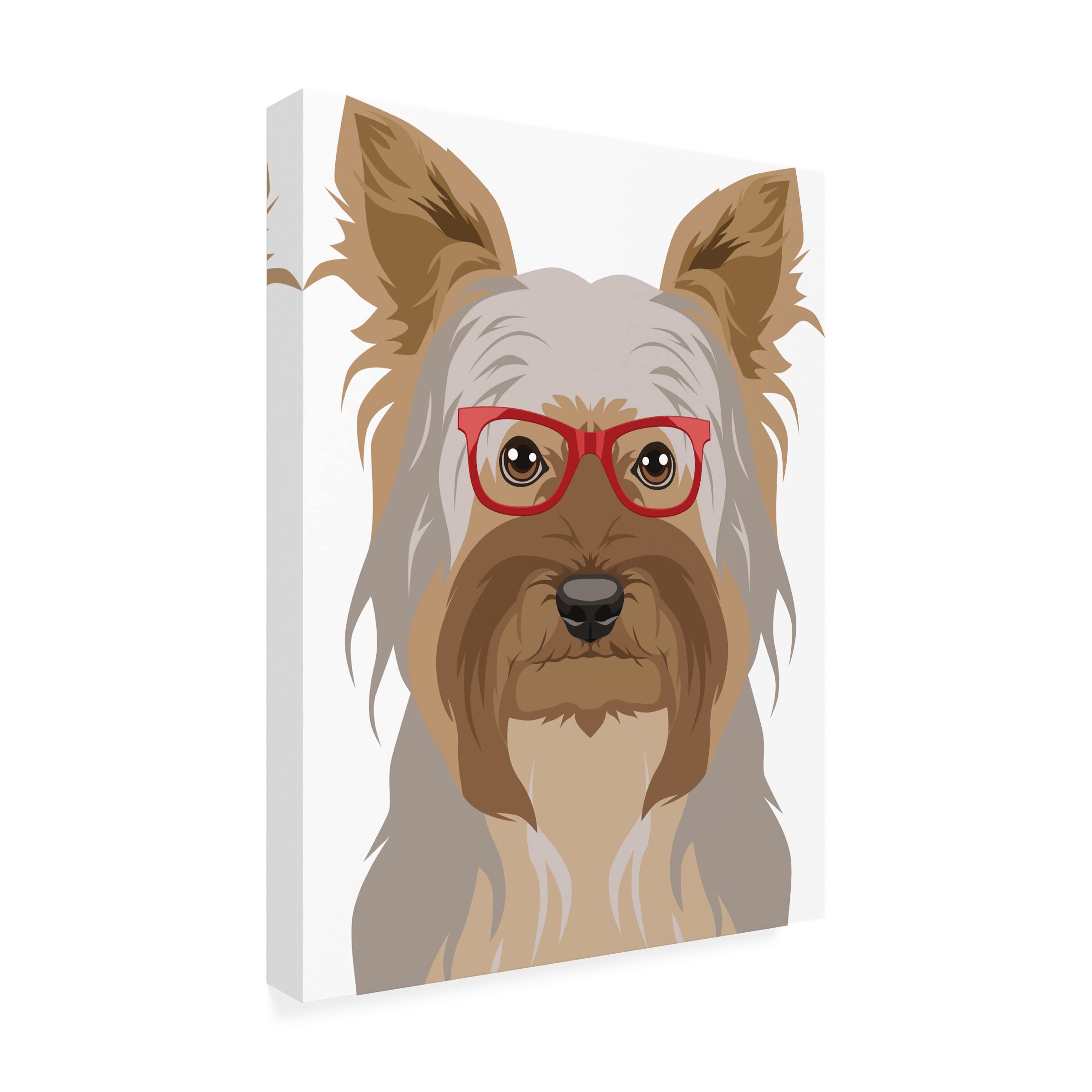 Trademark Fine Art 'Yorkshire Terrier Wearing Hipster Glasses 2' Canvas Wall Art Print by Furbaby Affiliates - Perfect for Pet Lovers' Home Decor, Office & Gift Giving