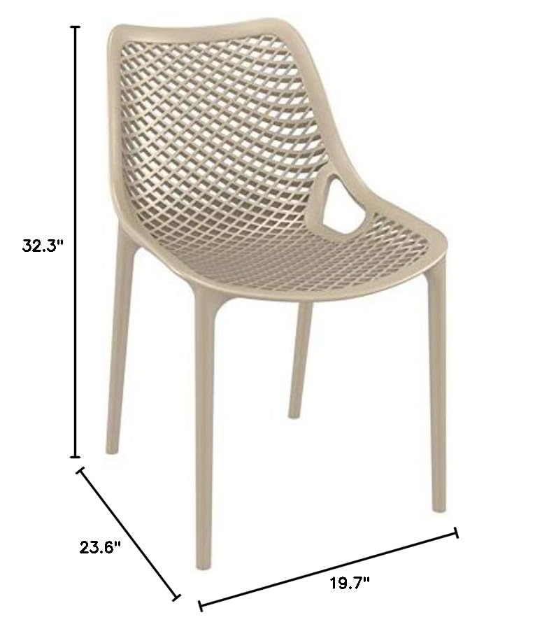 Taupe Outdoor Patio Dining Chairs Set of 2 - Weather-Resistant Comfortable Garden Chairs for Backyard, Poolside & Restaurant Use