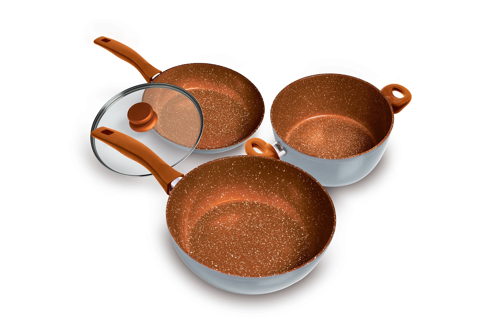 Premium Copper Stone Pan Set - 4-Piece Nonstick Cookware for Healthy Cooking | Perfect for Frying, Searing & Baking - Ideal for Home Chefs & Professional Kitchens