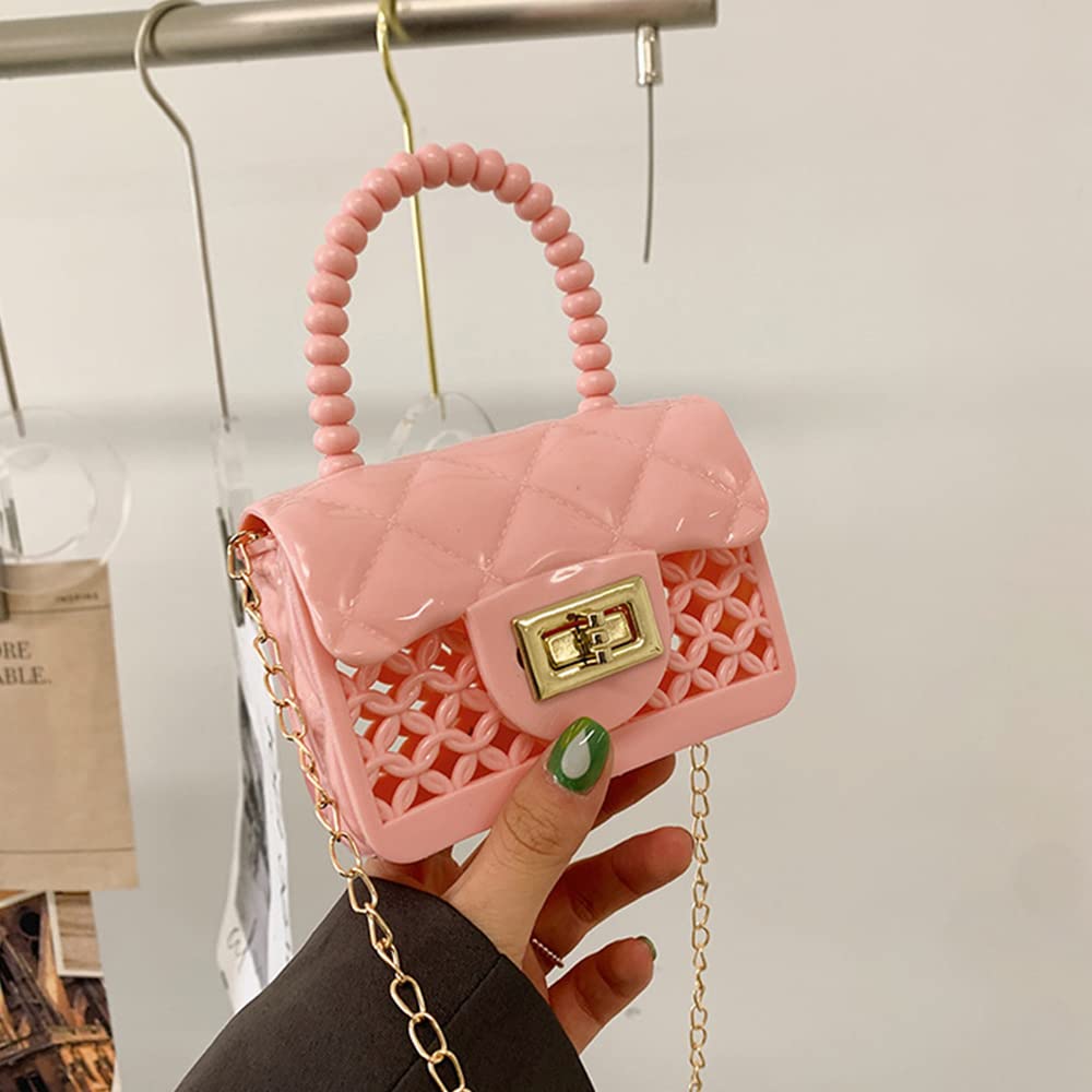 **Pink Silicone Hollow-Out Crossbody Bag for Toddler Girls - Cute Little Handbag, Wallet & Shoulder Purse for Candy, Toys & Daily Use**