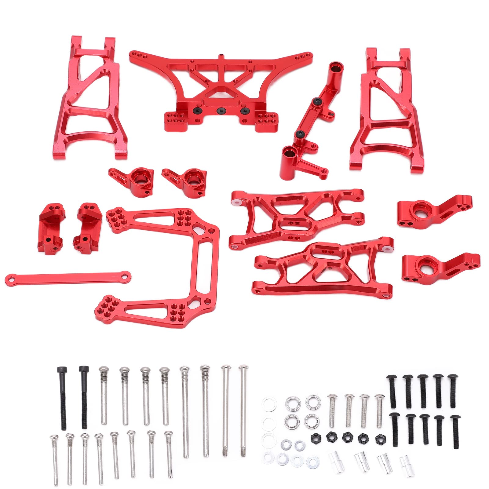 High-Performance RC Front Rear Suspension Arm Kit - 1/10 Scale Aluminum Alloy Upgrade Parts for TRAXXAS Slash 2WD RC Car (Red) - Perfect for Off-Road Racing, Bashing & Drifting