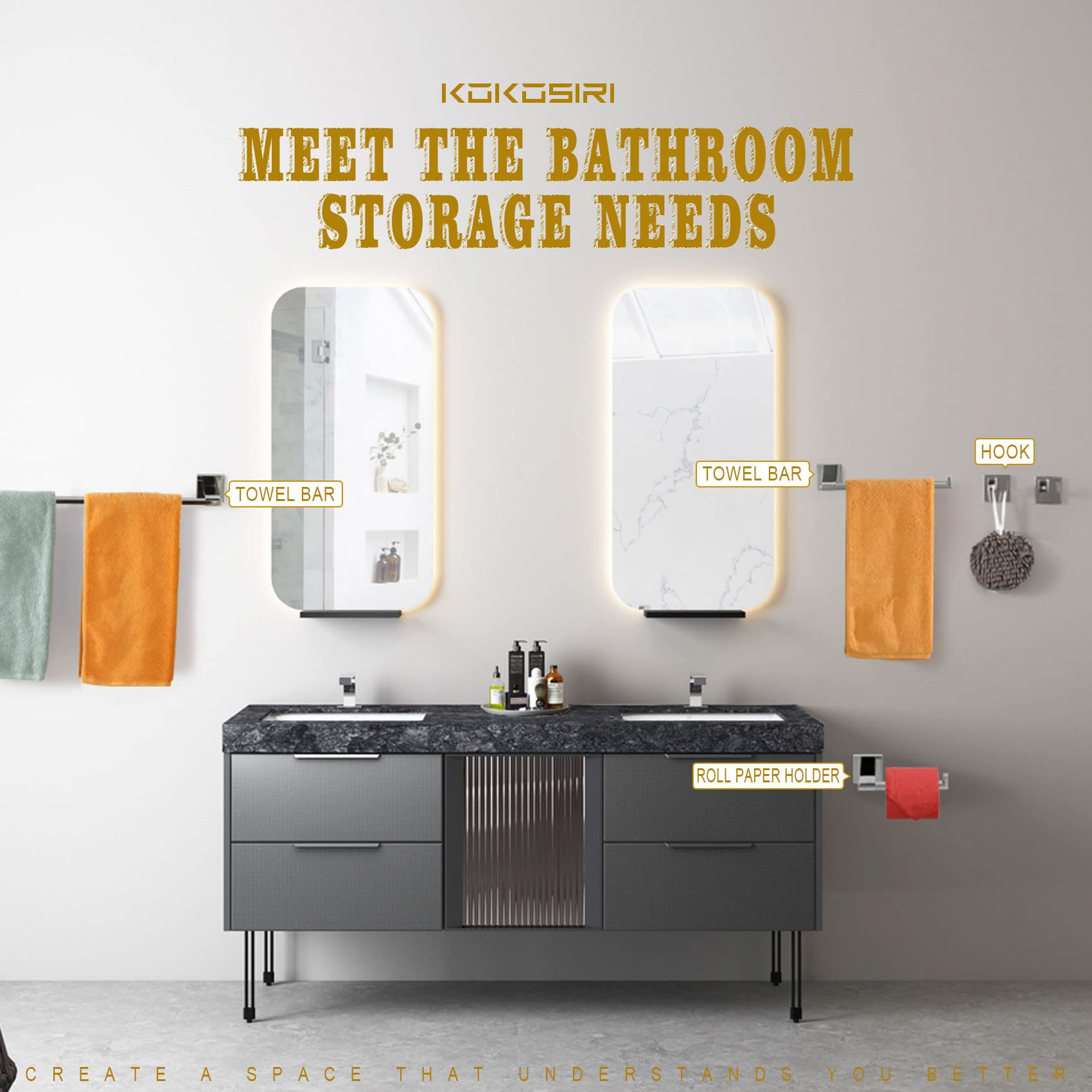 KOKOSIRI 5-Piece Bathroom Hardware Set - 24