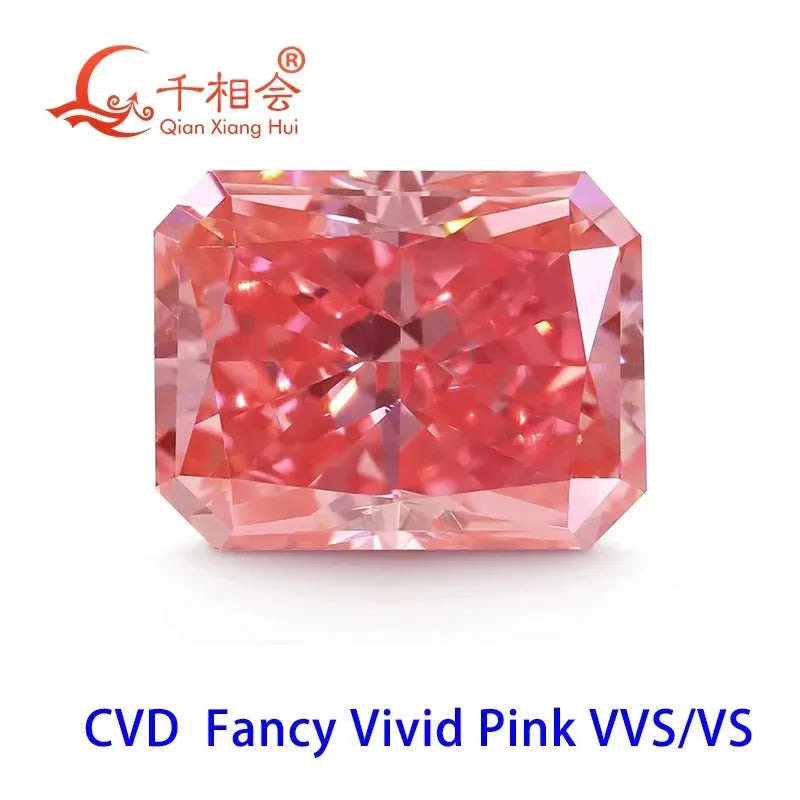 1.2ct Lab Grown CVD Diamond - Fancy Vivid Pink, VVS1 Clarity, Radiant Shape, GEMID Certified Loose Stone for Engagement Rings & Fine Jewelry