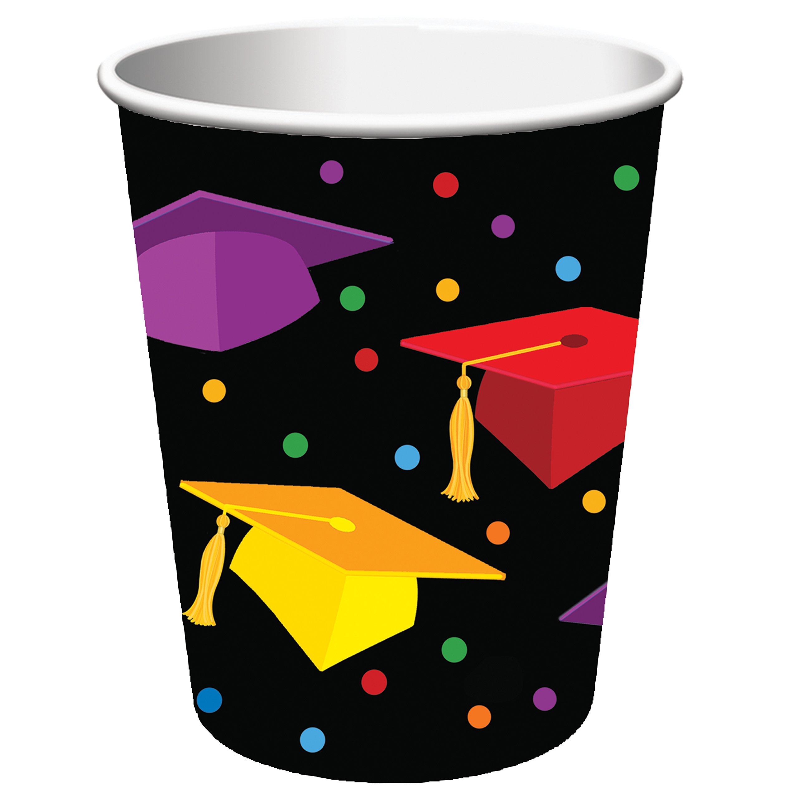 Creative Converting 18 Count Paper Cups for Graduation Party - Disposable Cups for Celebrations, Festivals & Events - Perfect for Graduation Decor, Party Supplies & Drinkware