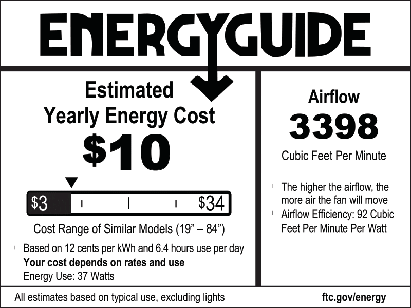 52 Inch Honeywell Lynton Ceiling Fan with Light Kit and Remote Control - Matte Black/Brown Finish - Perfect for Living Room, Bedroom, and Outdoor Covered Patio