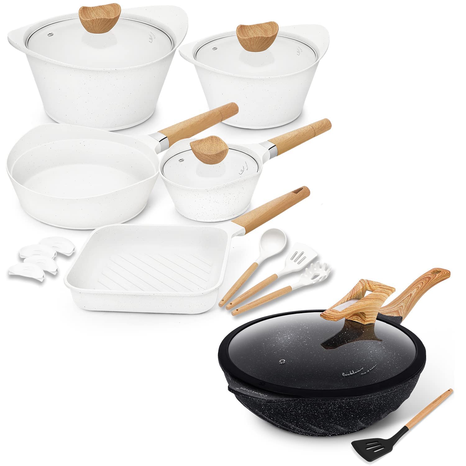 Premium 15-Piece Non-Stick Induction Cookware Set with 12.6
