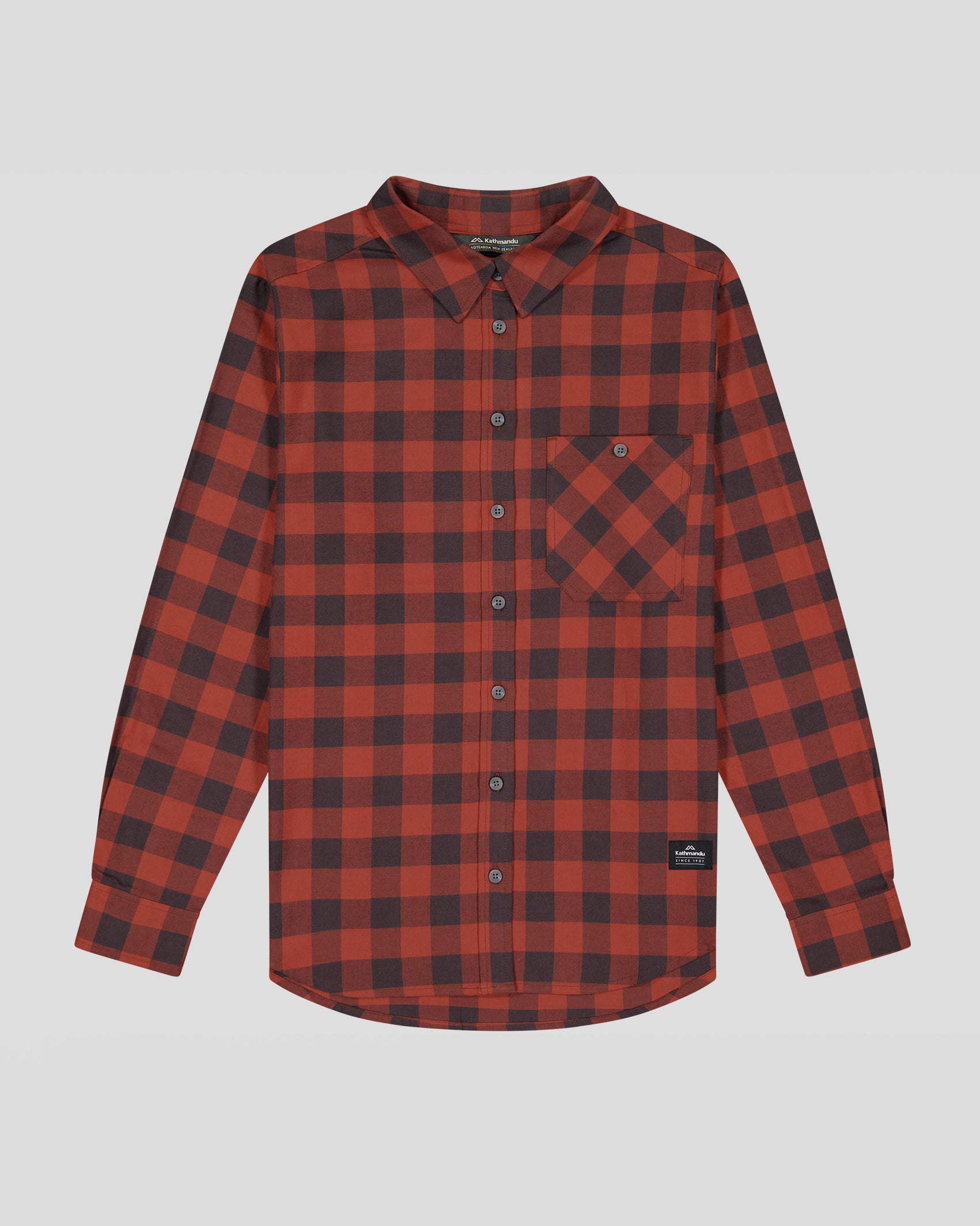 Fyfe Women's Long Sleeve Shirt - Redwood Gingham Plaid Cotton Top for Casual Wear, Office & Fall Outfits