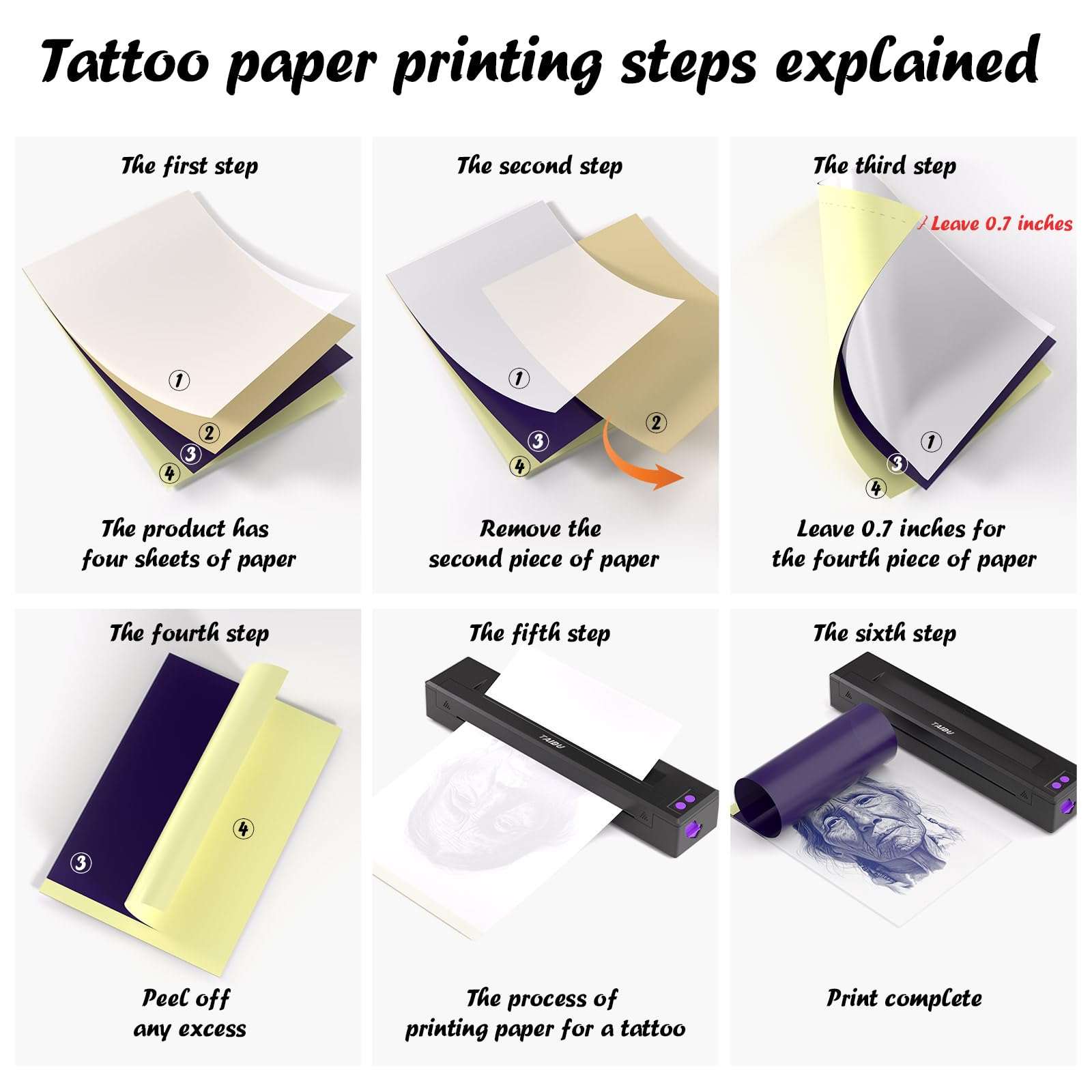 Premium Tattoo Transfer Paper - 100 Sheets A4 Size Thermal Stencil Paper for Professional & DIY Tattoo Artists | Compatible with M08F Printer & Tattoo Supplies | Perfect for Tattoo Studios, Home Practice & Custom Designs