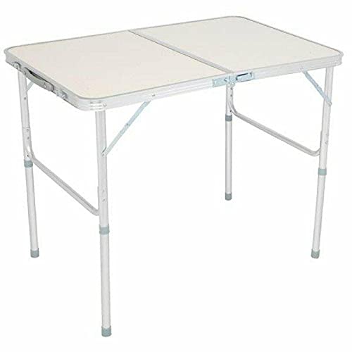 LokoshinA 90 x 60 x 70cm Aluminum Folding Table - White Portable Camping Table for Outdoor, Picnic, Patio & Kitchen Use | Adjustable Height Multi-Purpose Desk for Home, Office & Camping Gear