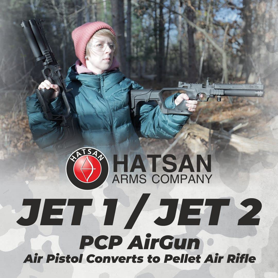 HATSAN Jet Black PCP Air Gun | Convertible Air Pistol to Rifle | Includes Wearable4U Pellets Bundle | Perfect for Hunting, Target Practice & Outdoor Shooting Sports