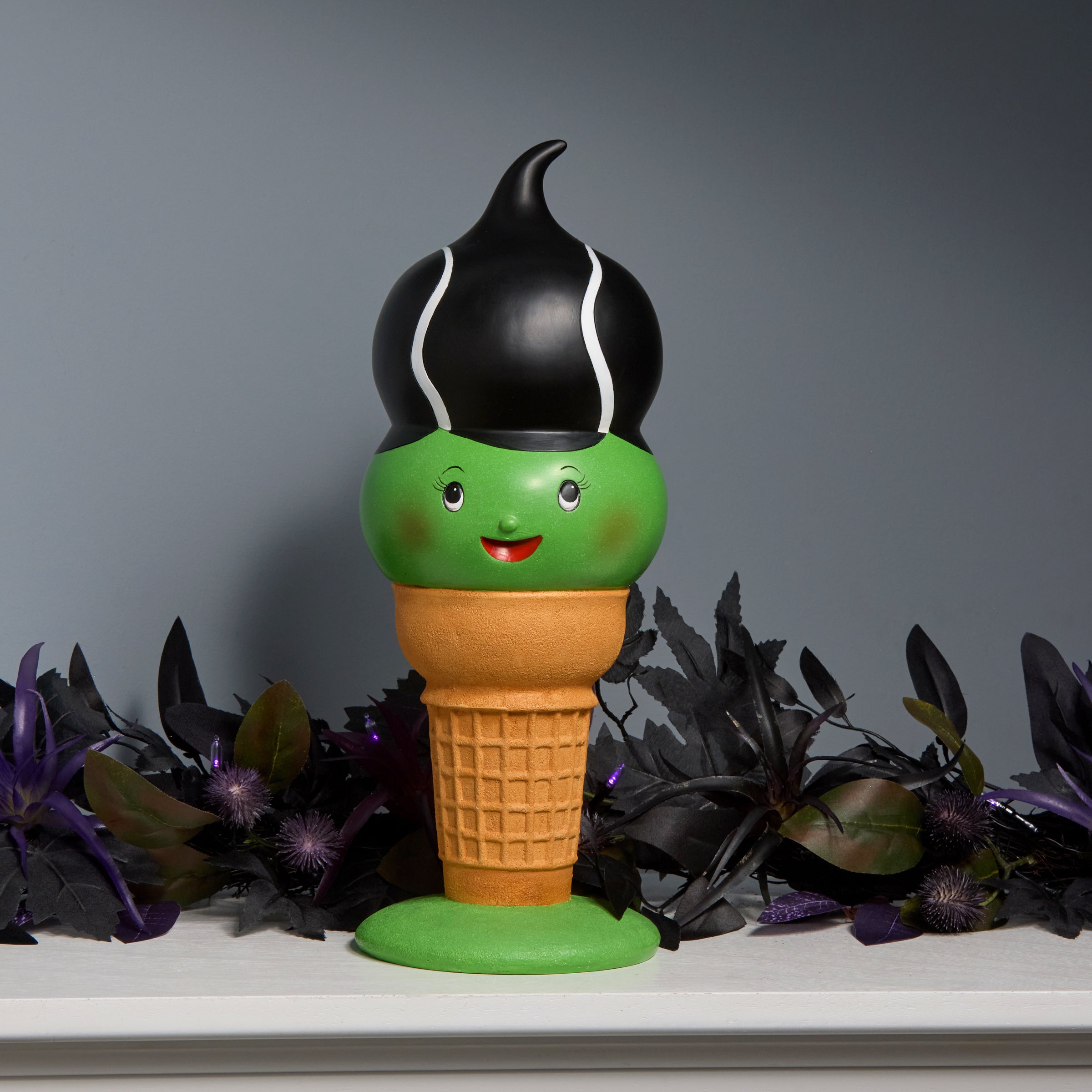 14 Inch Halloween Frankenstein I Scream Cone Tabletop Decoration - Spooky Party Decor for Halloween, Haunted House & Themed Events