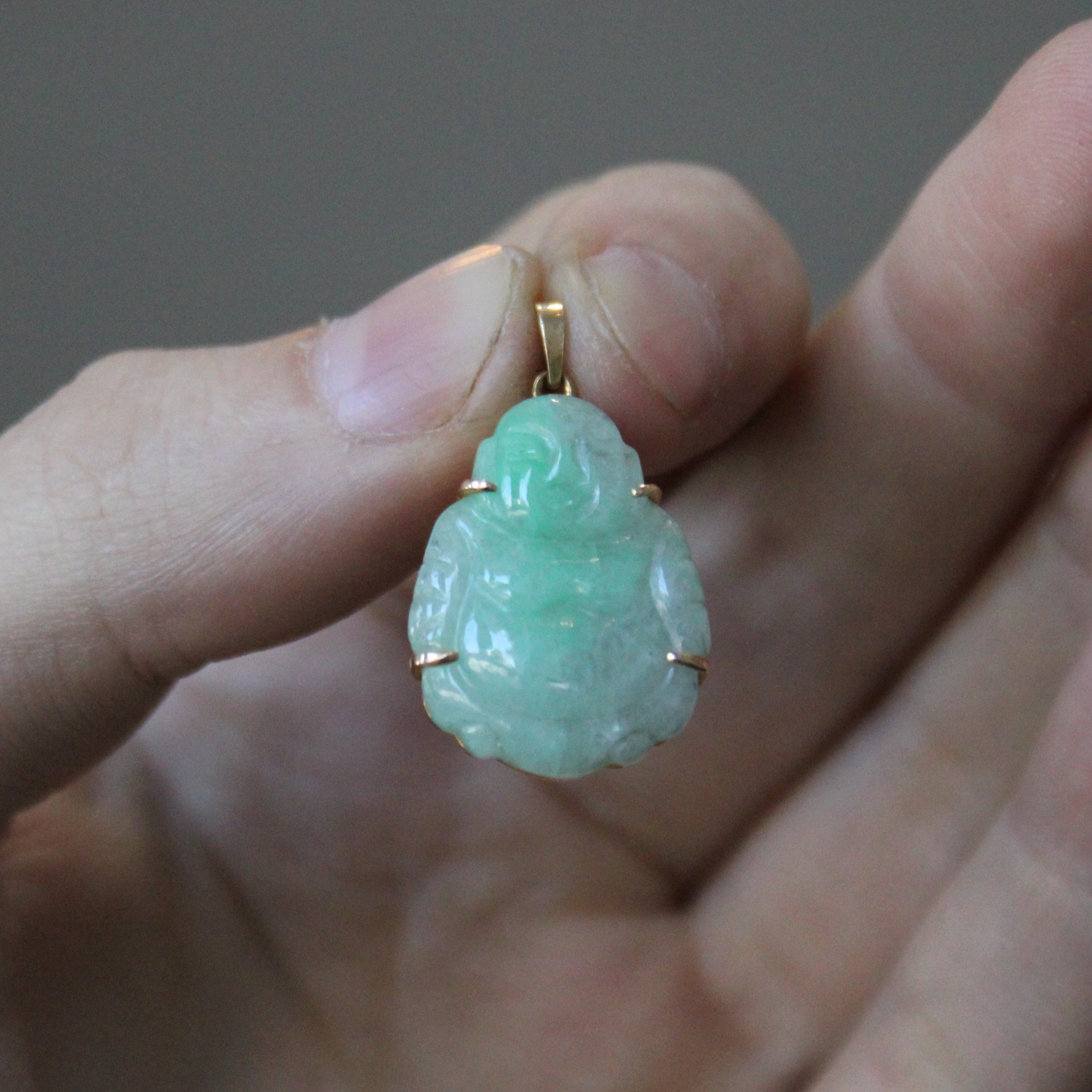 18.00ct Natural Jadeite Buddha Pendant Necklace - Hand Carved Buddhist Jewelry for Meditation, Spiritual Protection & Gift Giving