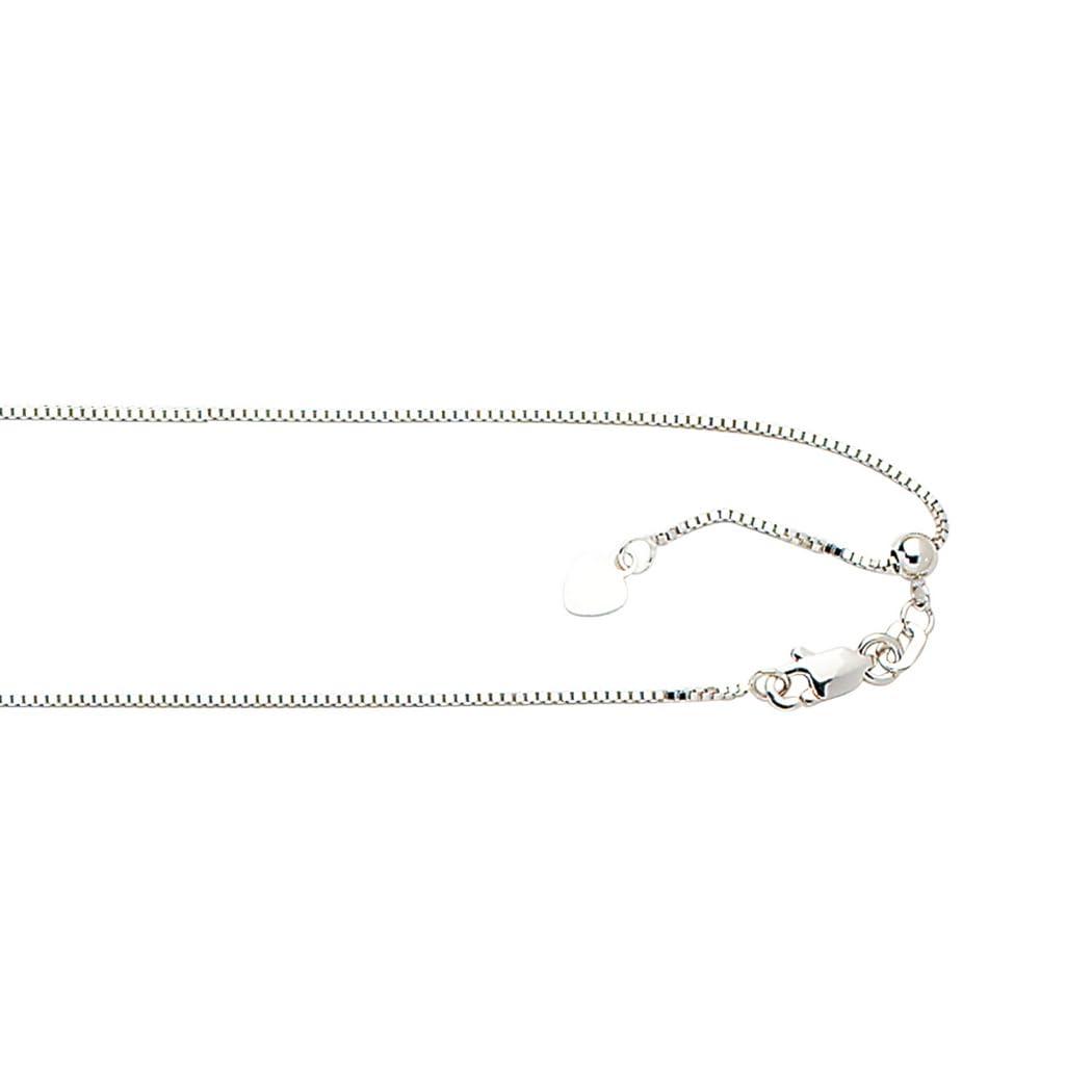 10K White Gold 0.85mm Shiny Adjustable Box Chain Necklace with Lobster Clasp - 22 Inch Classic Unisex Jewelry for Everyday Wear & Special Occasions