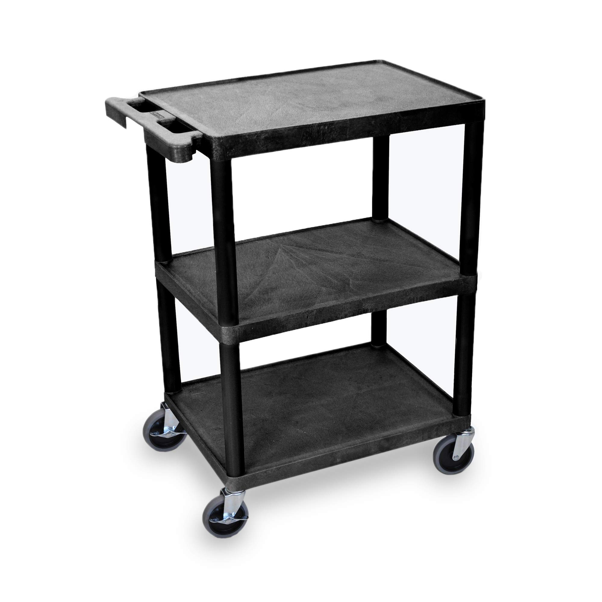 Heavy-Duty 3-Tier Flat Shelf Printer Cart with Wheels - 300 lbs Capacity Utility Storage Cart for Home Office & Warehouse (28