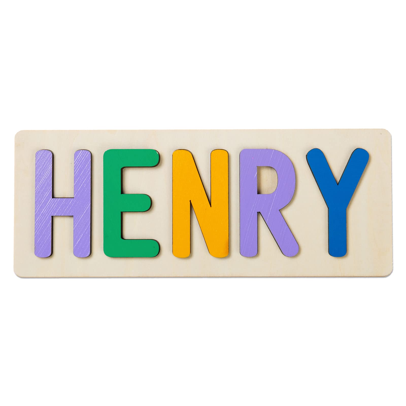 Personalized Wooden Name Puzzle for Kids - Custom Educational Learning Toy for Toddlers, Baby Boys & Girls - Thanksgiving, Christmas, Birthday Gift - Flat Rate up to 9 Letters (Style 5) - Perfect for Early Childhood Development, Montessori Learning & Holiday Gift Giving