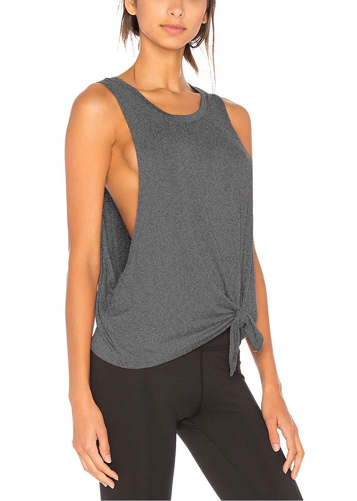 Bestisun Women's Sexy Workout Tank Tops - Yoga Clothes with Tie Knot Design, Athletic Gym Shirts & Stylish Crop Tops for Yoga, Gym, Running and Casual Wear