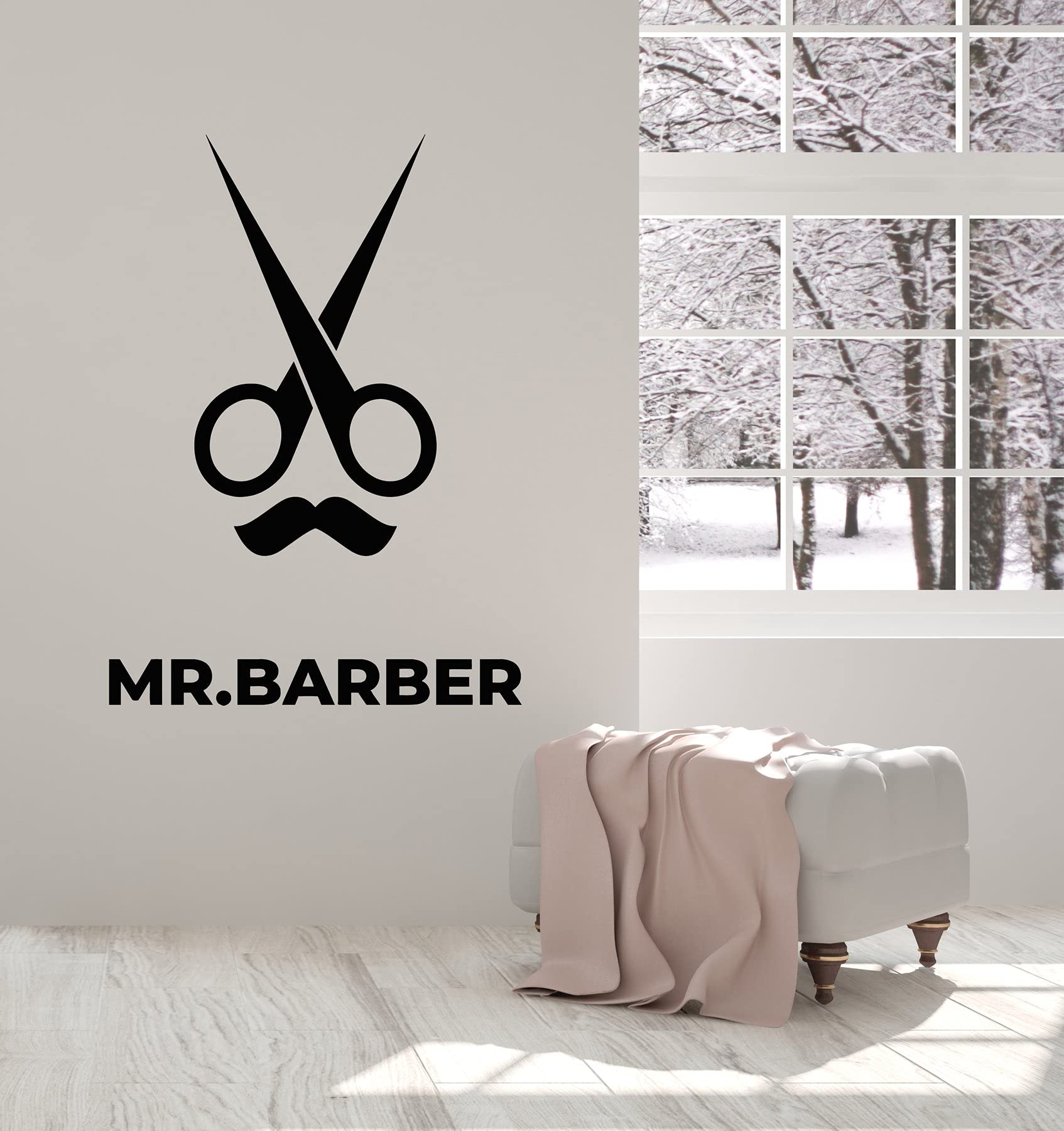 VVWV Mr Barber Hair Salon Wall Sticker - 45x55cm Self-Adhesive Decal for Barber Shops, Beauty Parlors, Spa & Nail Salons - Motivational Quotes & Makeup Room Decor