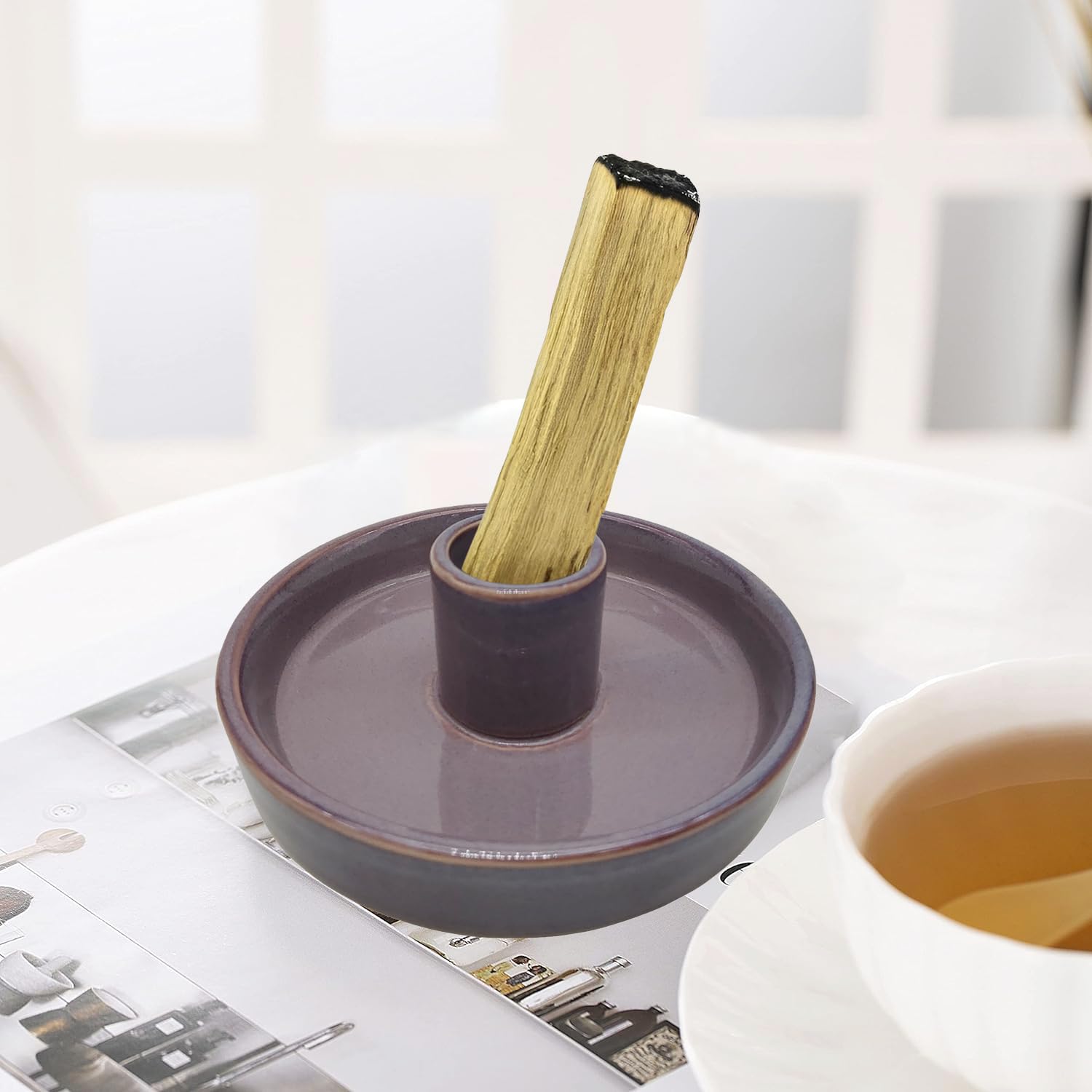 Premium Ceramic Palo Santo Holder for Burning Sticks - Aesthetic Pink Palo Santo Burner for Meditation, Yoga & Home Aromatherapy
