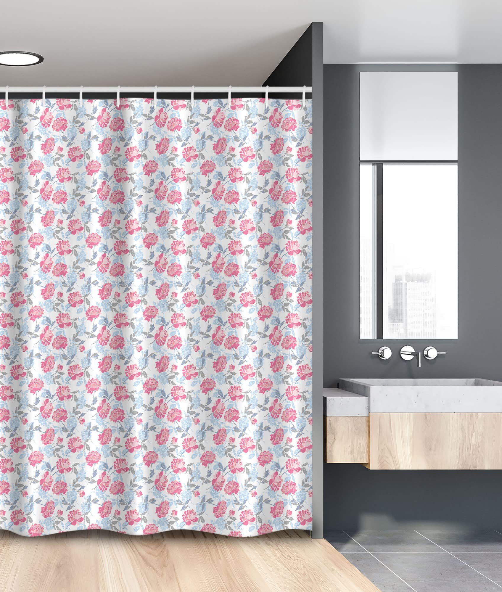 Ambesonne Floral Shower Curtain - Romantic Flowers Bouquet Design on Plain Backdrop, 54
