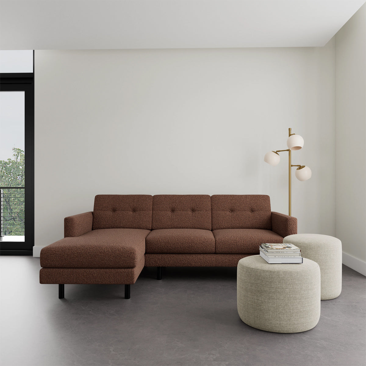 Conrad Boucle Left Chaise Sofa - Modern Upholstered Sectional Couch for Living Room, Lounge & Home Decor
