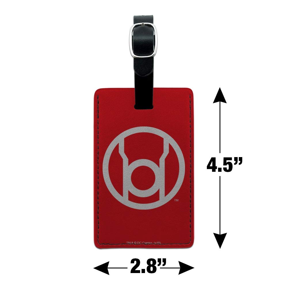 Green Lantern vs Red Lantern Logo Leather Luggage Tag - Durable Rectangle ID Card Holder for Travel Bags - Perfect for Comic Con, Cosplay & Superhero Fans