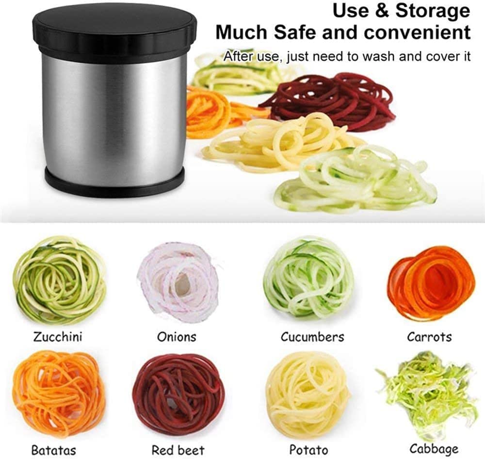 Stainless Steel Spiral Cutter & Zoodle Maker - Vegetable Slicer for Pasta, Salad & Healthy Meals - Perfect for Kitchen, Meal Prep & Low-Carb Diets