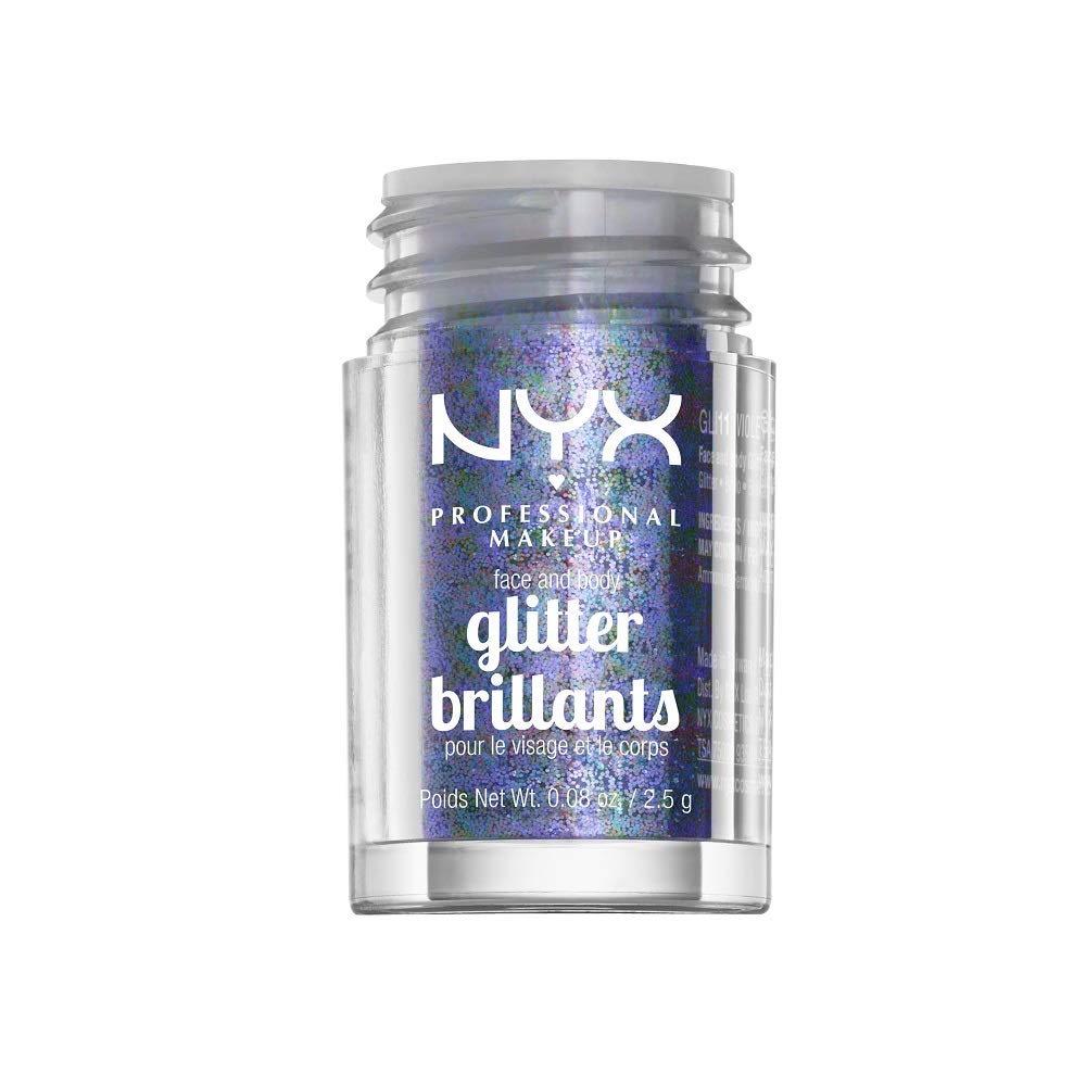 NYX Professional Makeup Face & Body Glitter in Violet - Vegan, Cruelty-Free Shimmer for Festival, Cosplay & Body Art