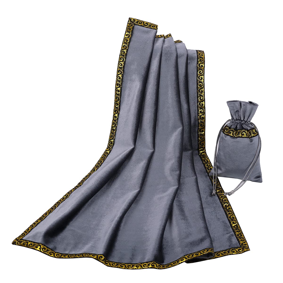 BLESSUME Tarot Reading Cloth - Premium Velvet Altar Table Cover for Wicca, Divination & Spiritual Practices with Free Tarot Pouch (Gray) - Perfect for Psychic Readings, Rituals & Sacred Spaces