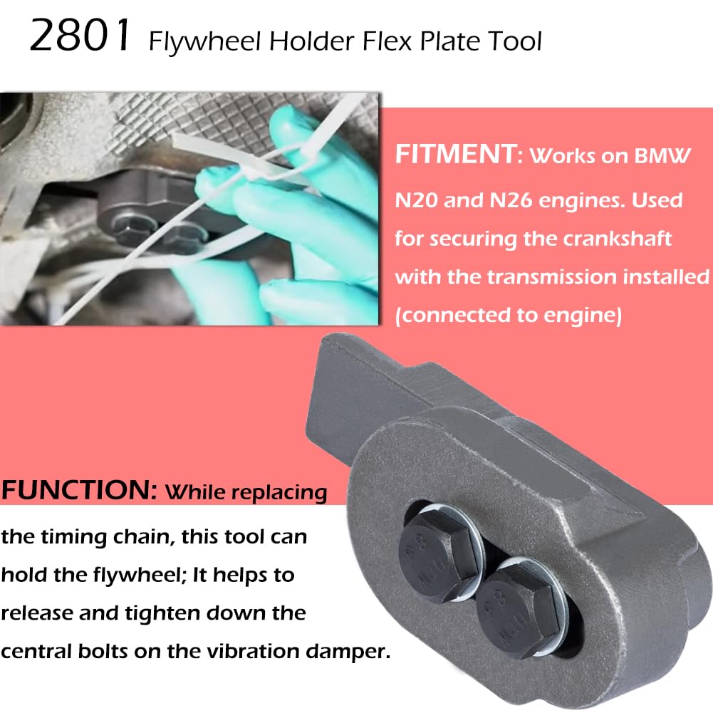 BMW N20 N26 Engine Flywheel Holder Tool, Oil Seal Repair Kit & Crankshaft Seal Remover - Complete Engine Maintenance Set for DIY Mechanics & Professional Technicians - Perfect for BMW 328i, 528i, X3, X5 Repairs
