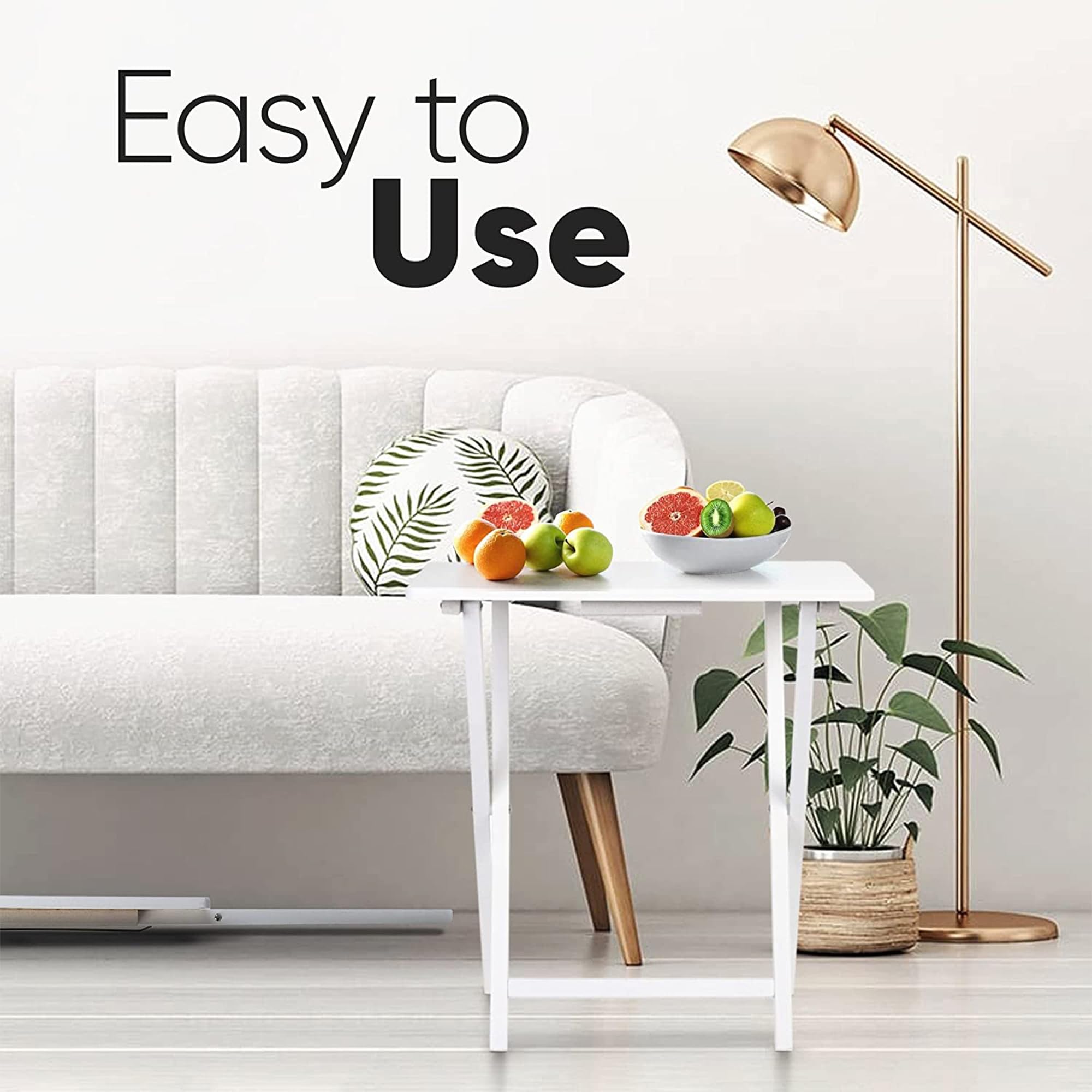 Solid Wood Folding TV Tray Table - Portable Snack Desk & Serving Stand for Living Room, Bedroom, Office - Sturdy 8-Piece Set in White - Perfect for Movie Nights, Breakfast in Bed & Home Entertainment