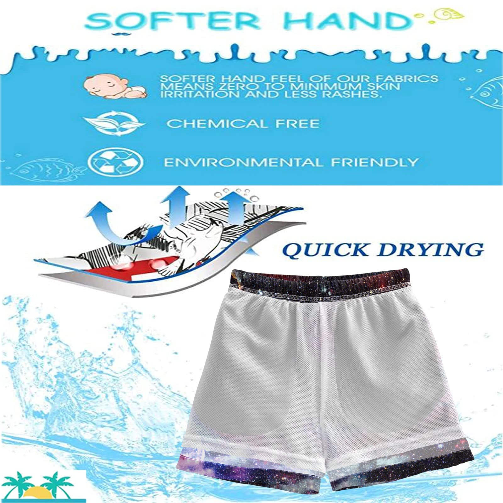 Galaxy Star Swim Trunks for Boys - Toddler Swimwear for Beach & Pool