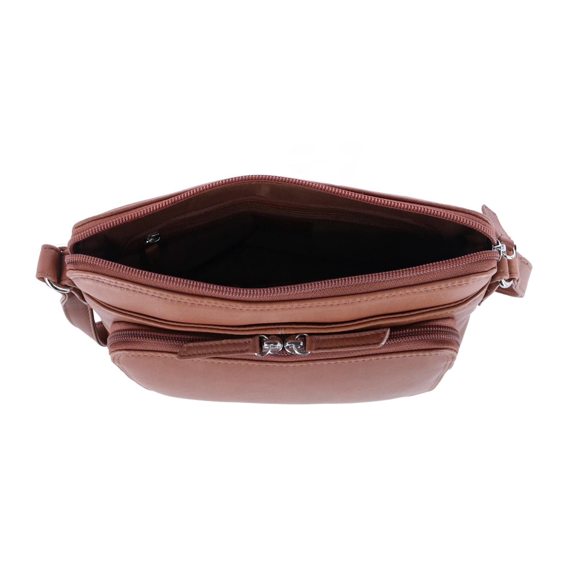 CTM® Women's Genuine Leather Shoulder Bag Purse with Side Organizer Pockets - Stylish Crossbody Handbag for Work, Travel & Everyday Use