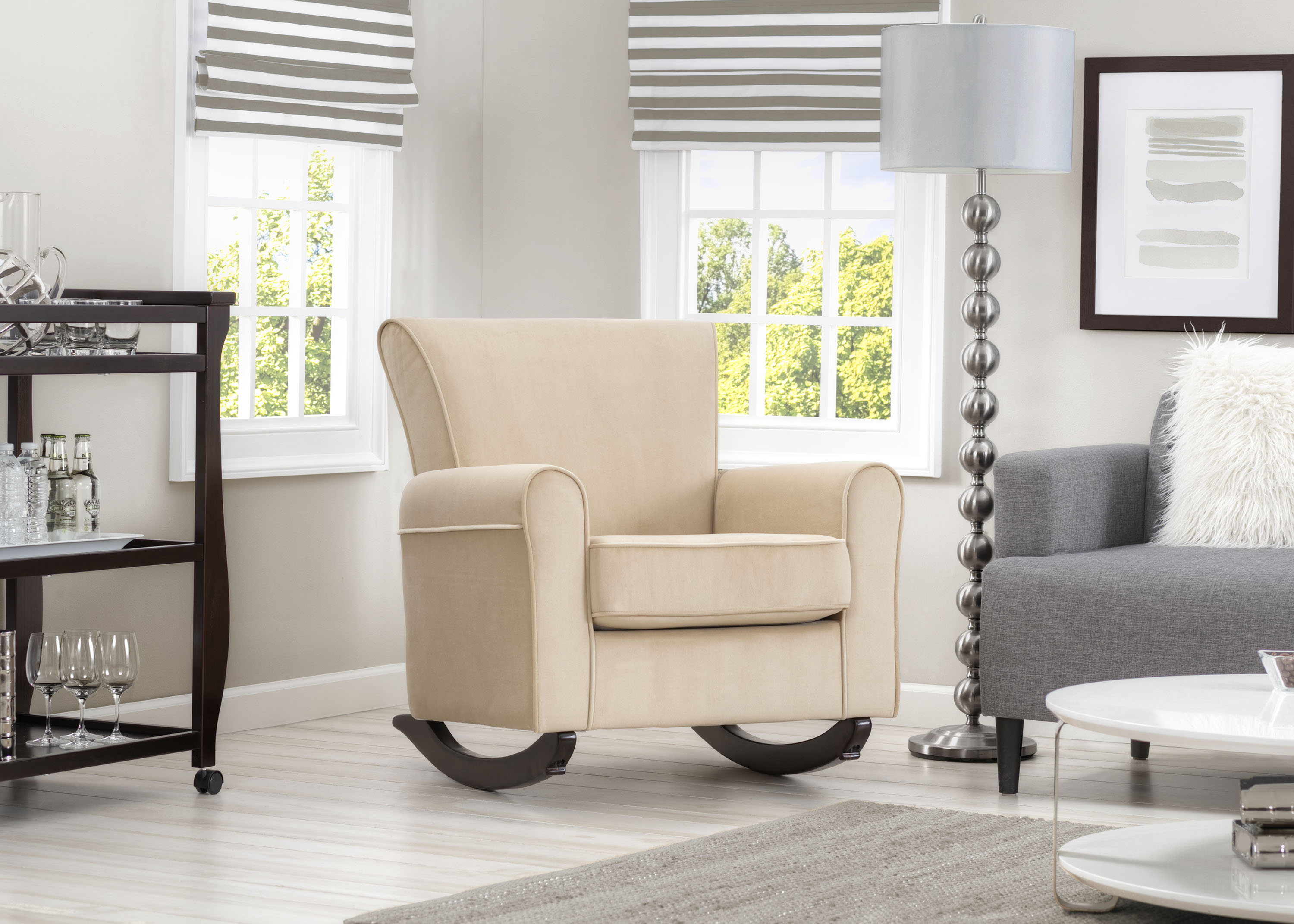 Premium Lancaster Rocking Chair with LiveSmart Fabric by Culp - Comfortable & Durable for Living Room, Nursery, or Porch Relaxation