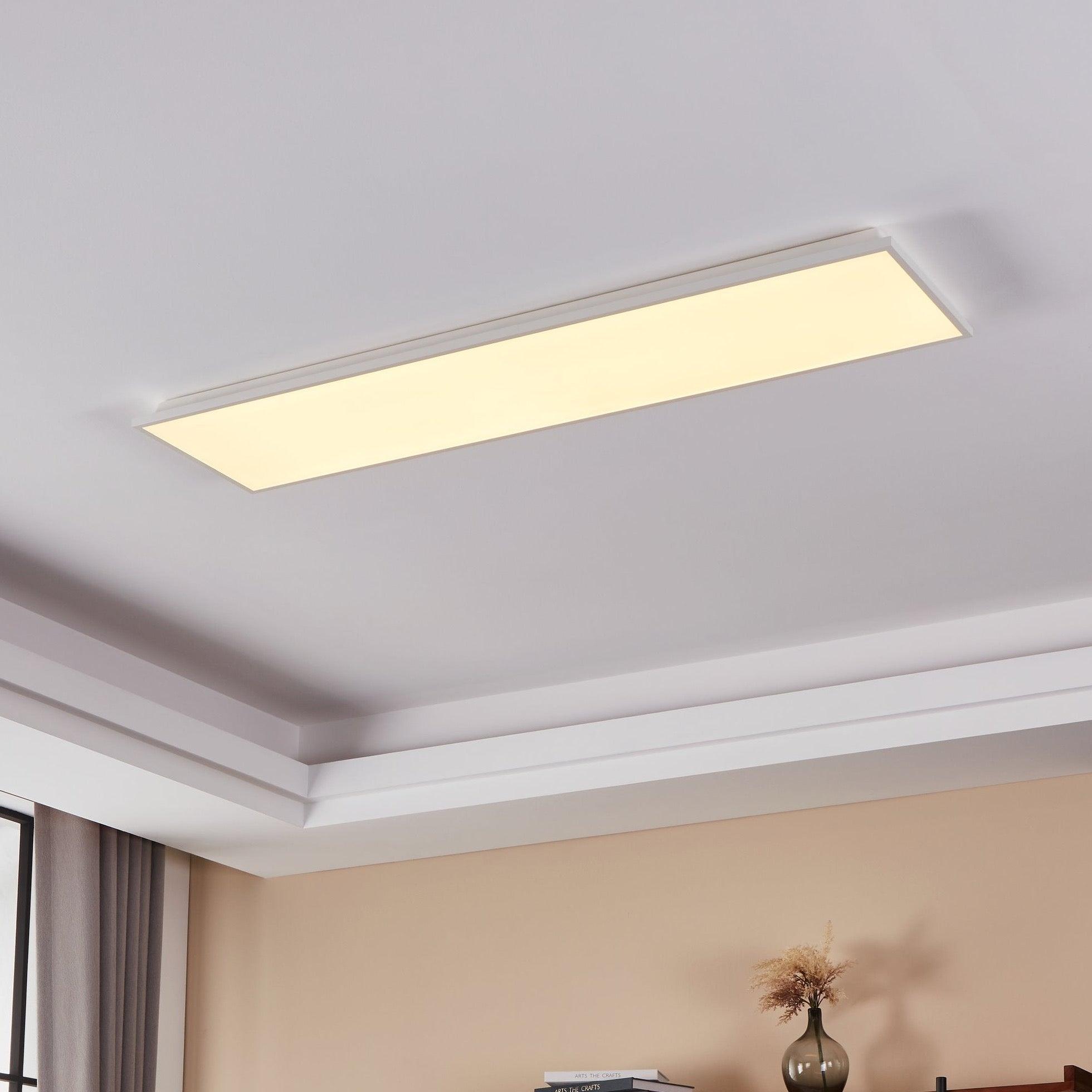 Eglo Connect Herrora Z White Rectangular Smart LED Panel Flush Mount Ceiling Light - Dimmable WiFi Control for Home, Office & Kitchen Lighting