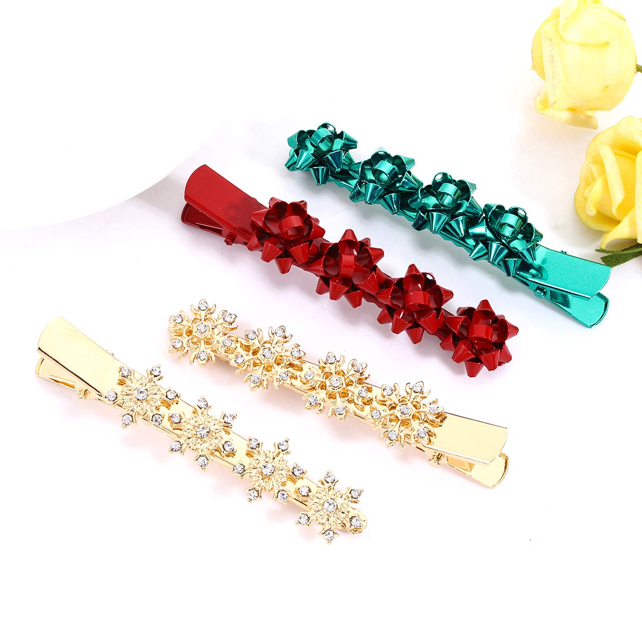 Sparkling Rhinestone Snowflake Bow Hair Clip for Women - Christmas Holiday Party Hair Accessories - Perfect for Winter Celebrations, Weddings, and Festive Gatherings