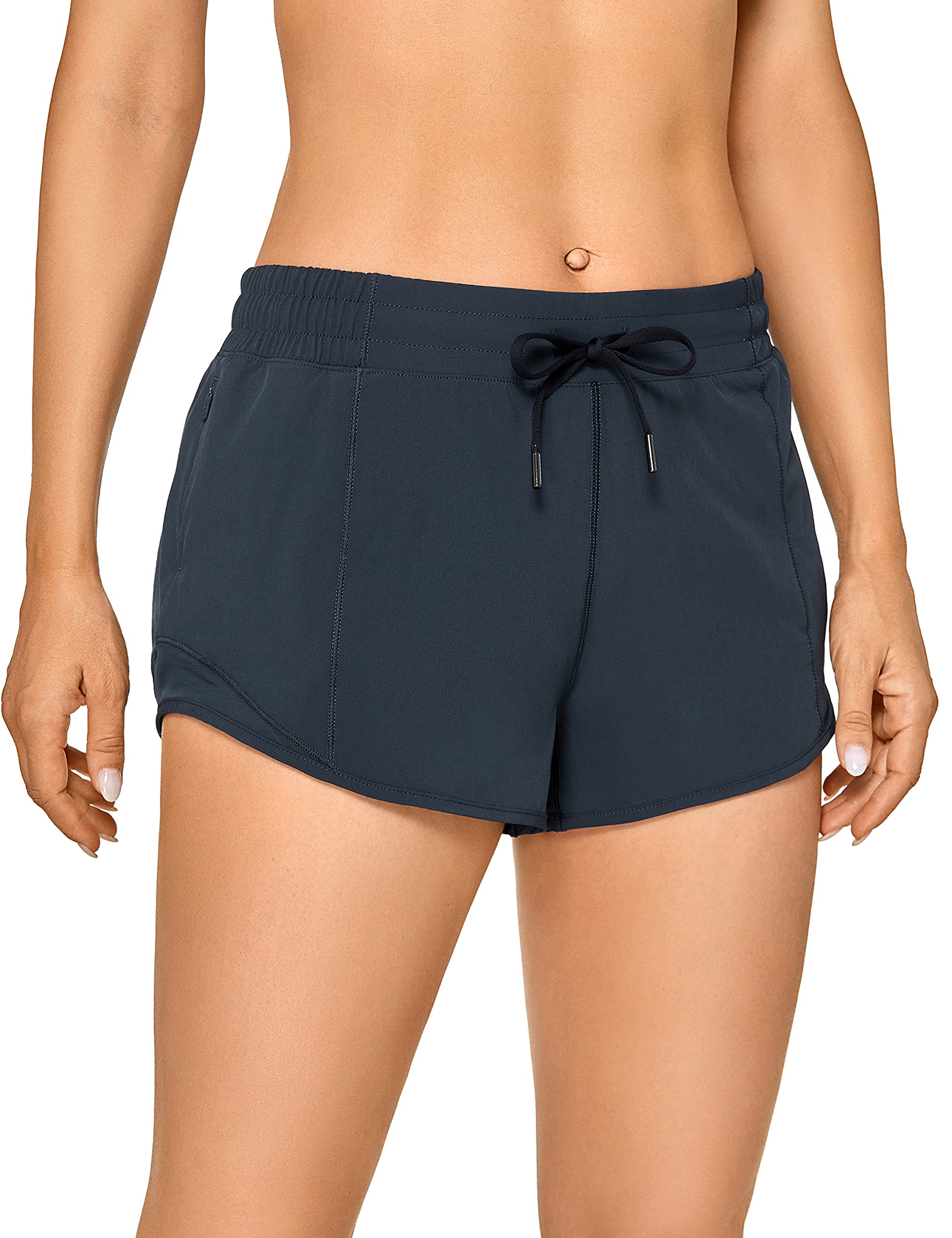 CRZ YOGA Women's High Waist Workout Running Shorts with Mesh Liner - 2.5