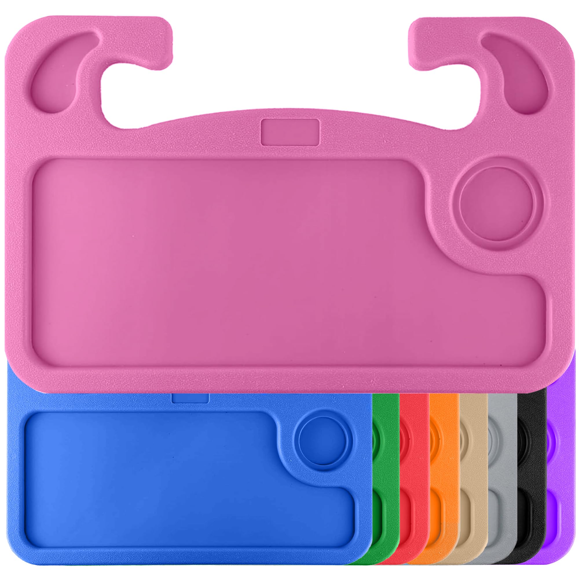 Portable Car Steering Wheel Tray Desk - Adjustable Food Table for Travelers, Fits Most Vehicles - Pink | Perfect for Eating, Working & Snacking on the Go