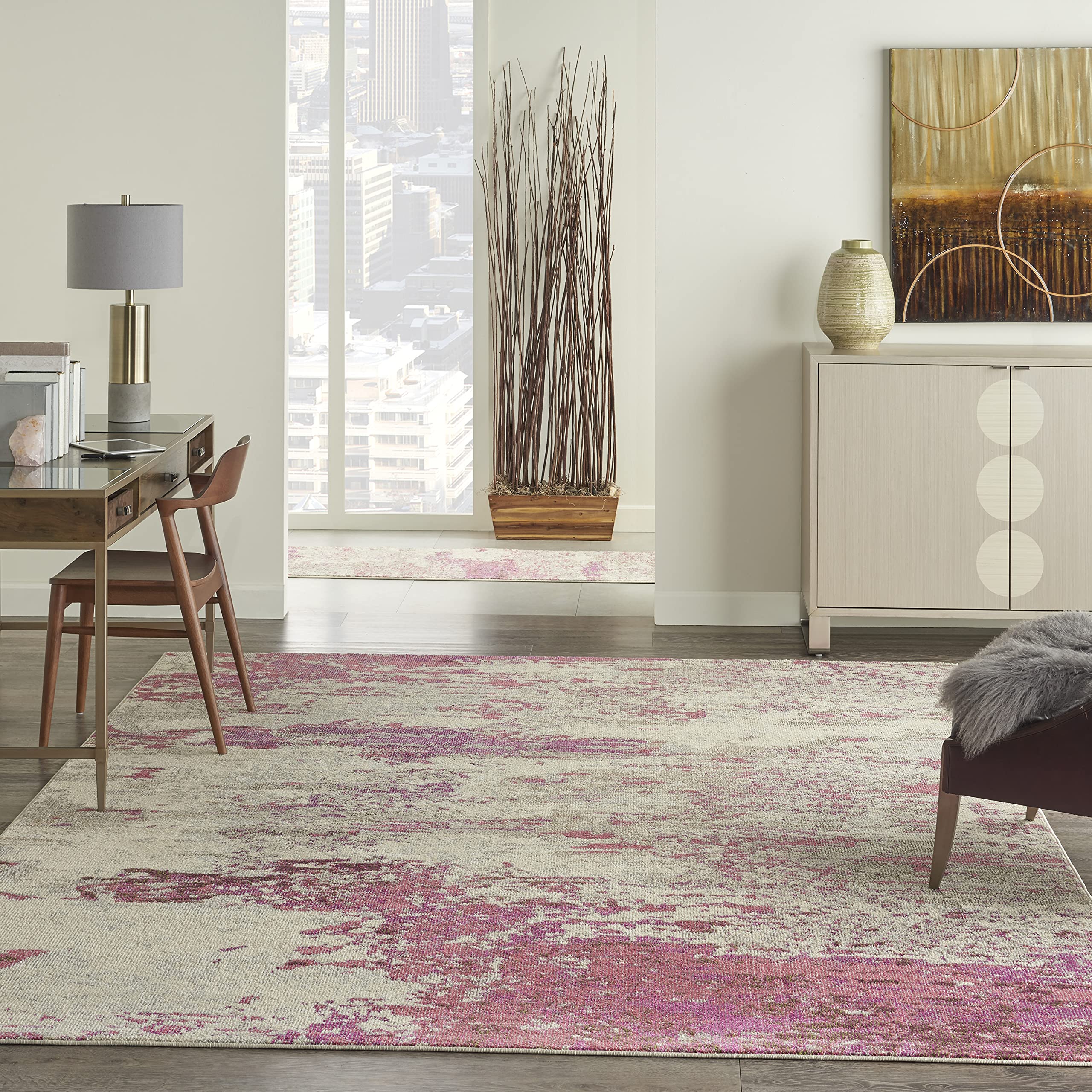 Nourison Celestial Modern Abstract Ivory/Pink 7'10