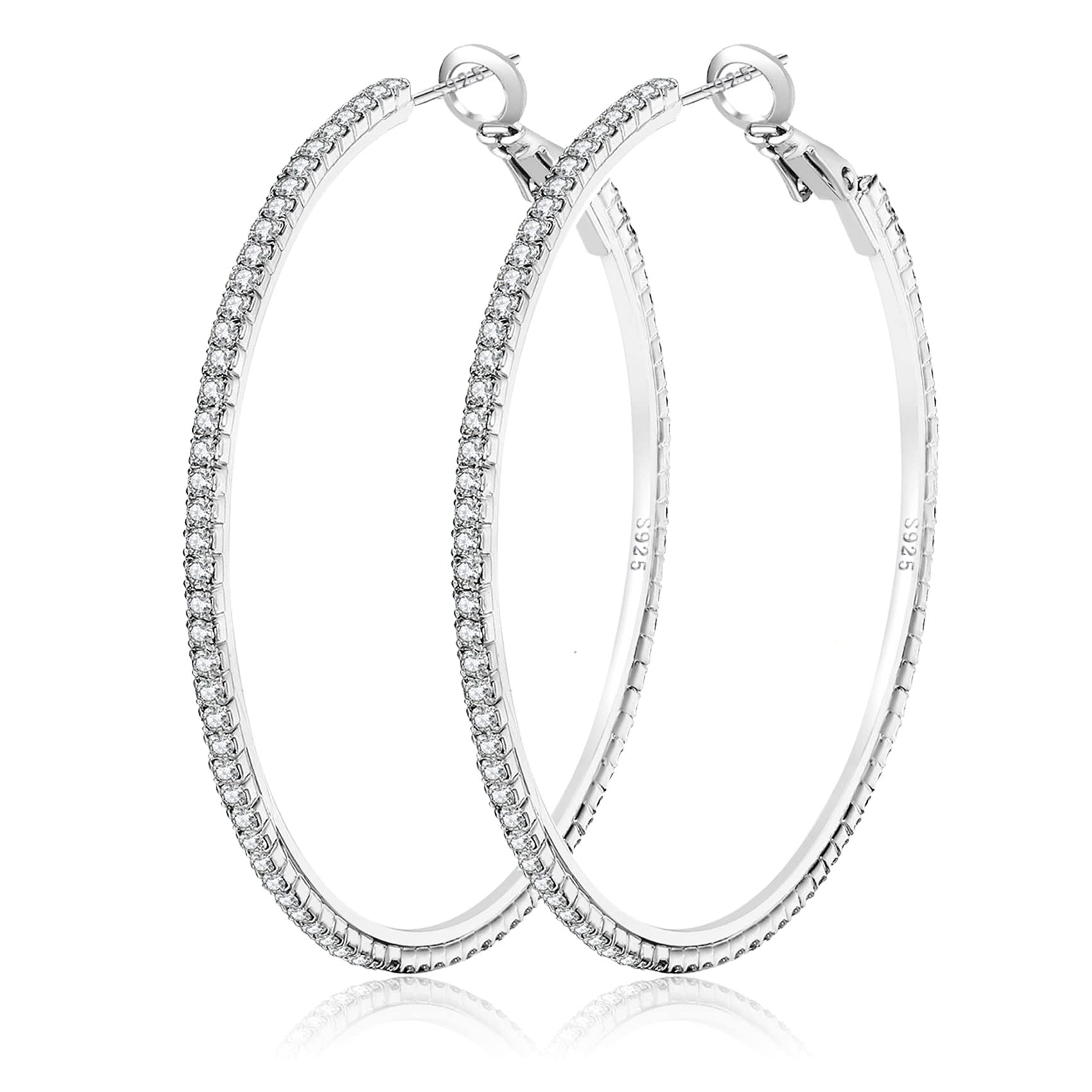 14K Gold Rhinestone Hoop Earrings for Women - Hypoallergenic Fashion Jewelry Gifts (20/30/40/50/60/70mm) - Perfect for Parties, Weddings & Everyday Elegance